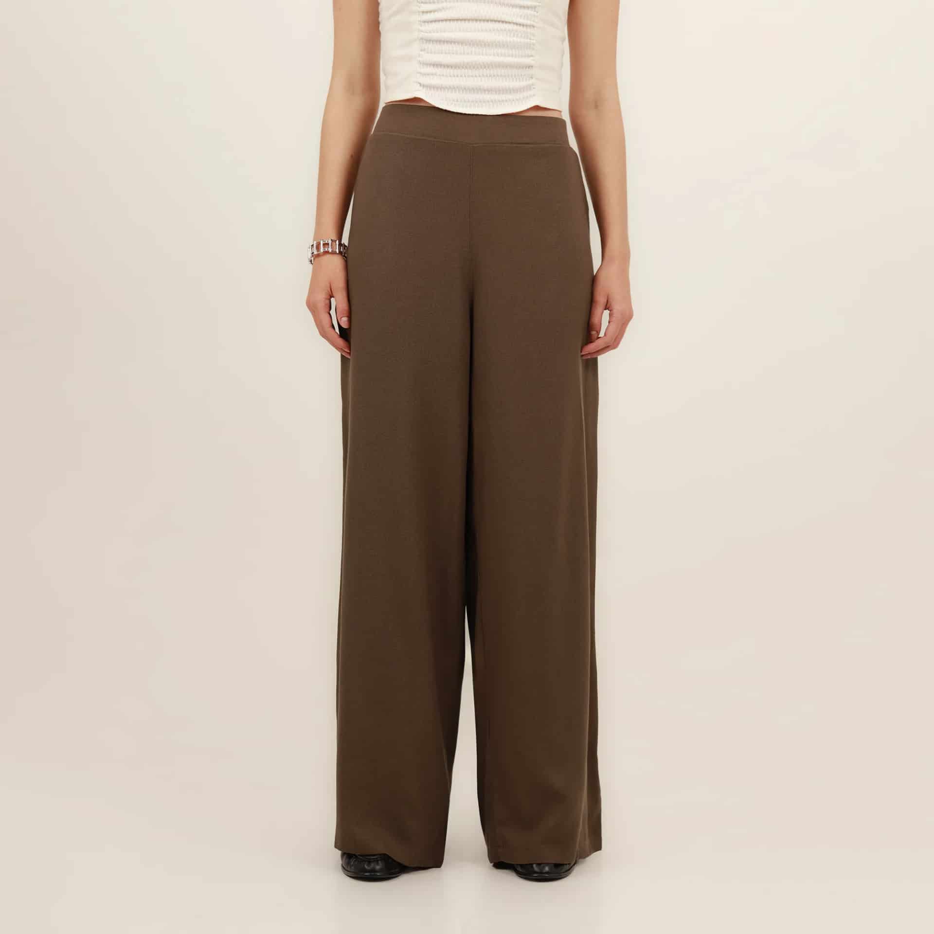 Pantalón palazzo bota ancha con elastico en cintura - miniatura 11