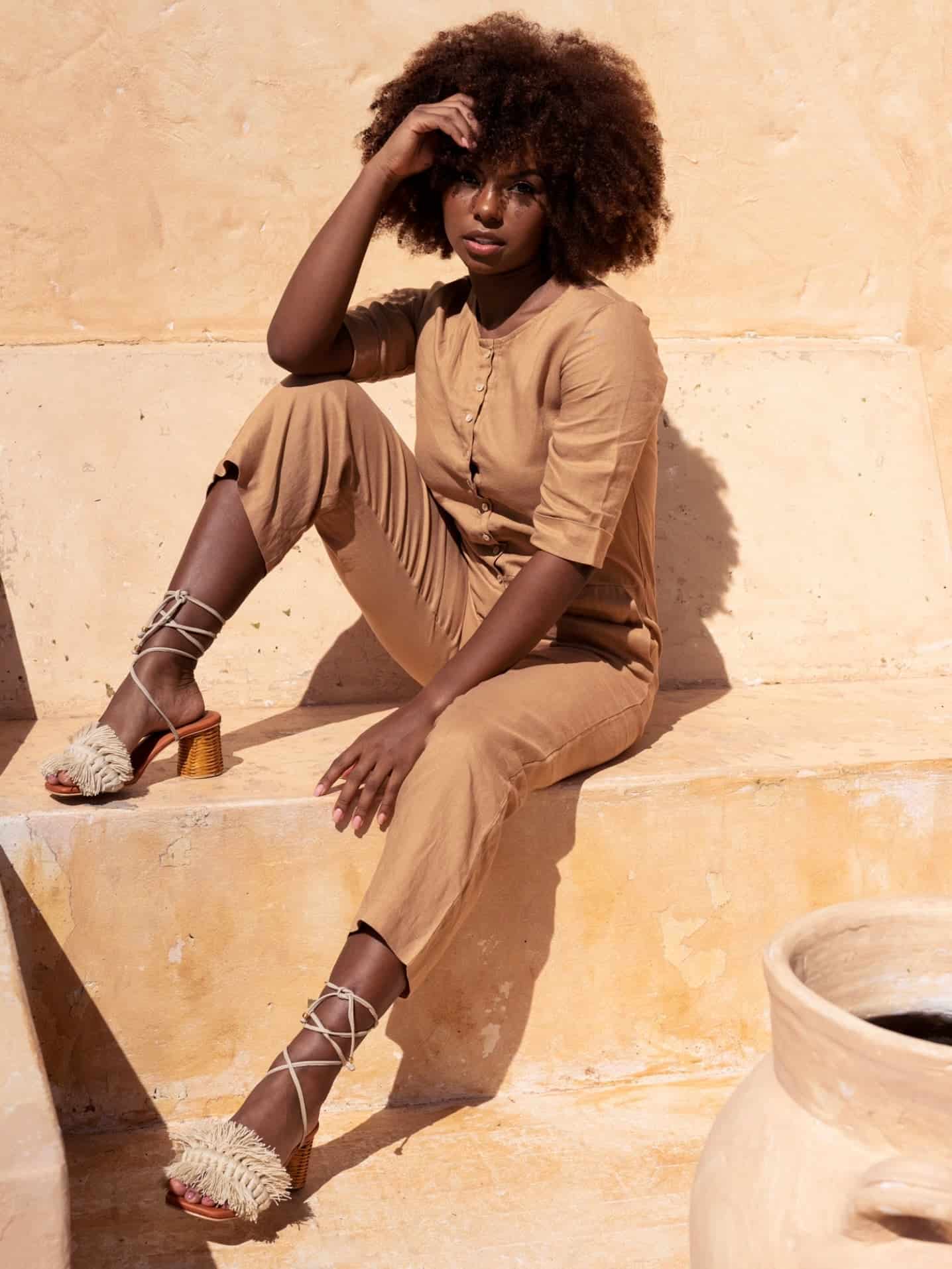 Silvia Cobos Canasto Lace Up Mid Heel Beige - miniatura 4
