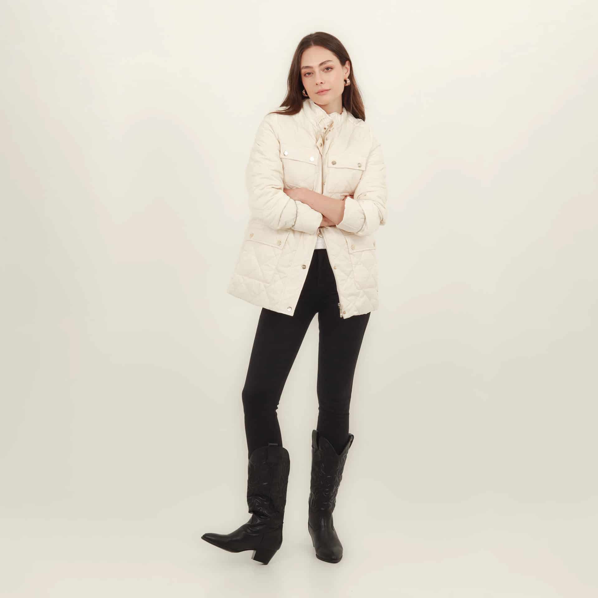 Chaqueta larga acolchada con ajuste en cintura - miniatura 1