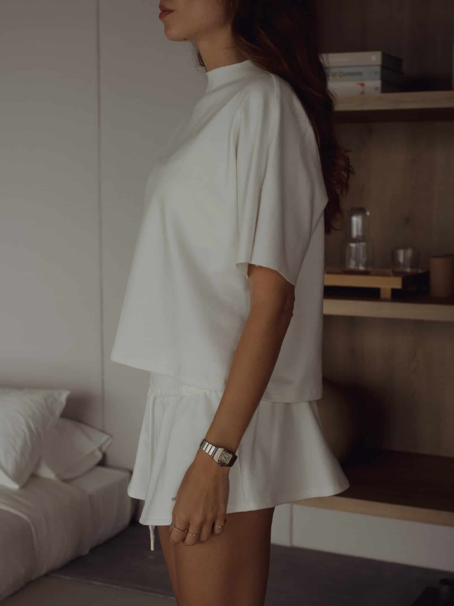 ONE HALF ROLLED SLEEVE T-SHIRT - SOFT WHITE - miniatura 8