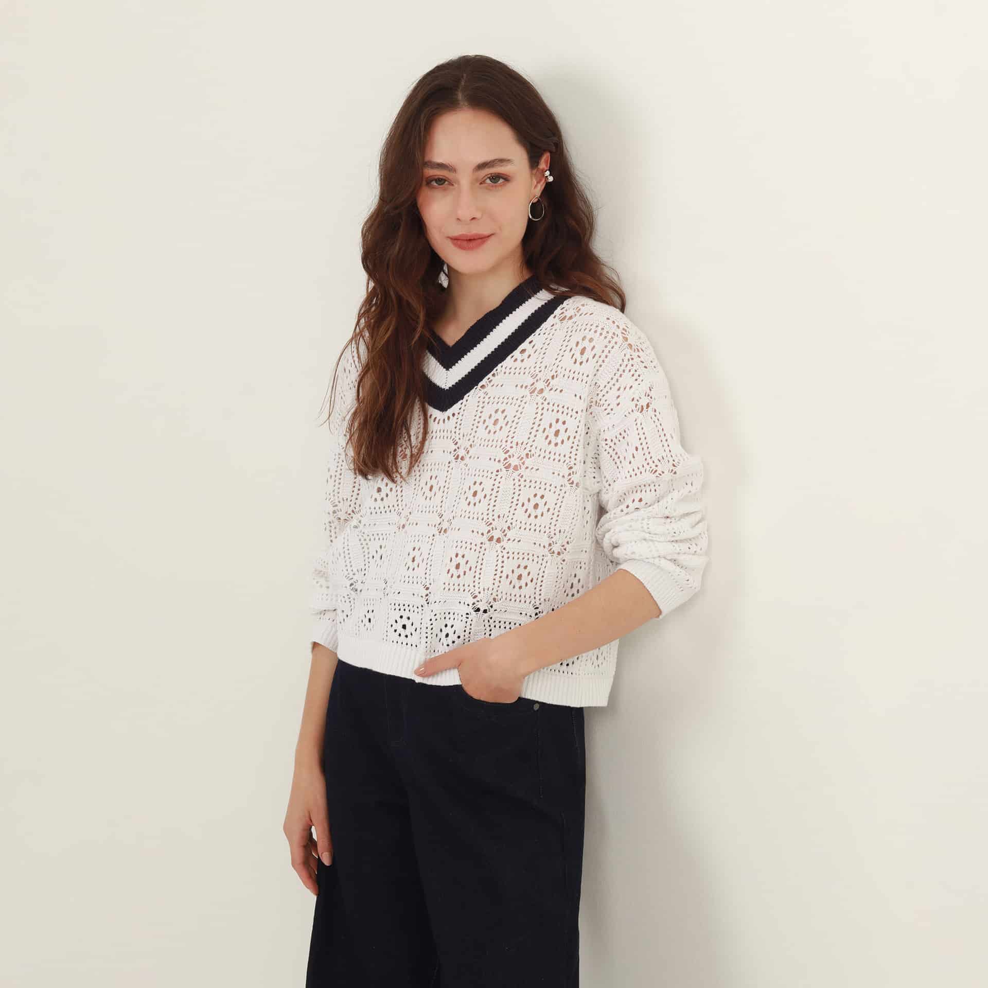 Sweater Cuello V Manga Larga - miniatura 12