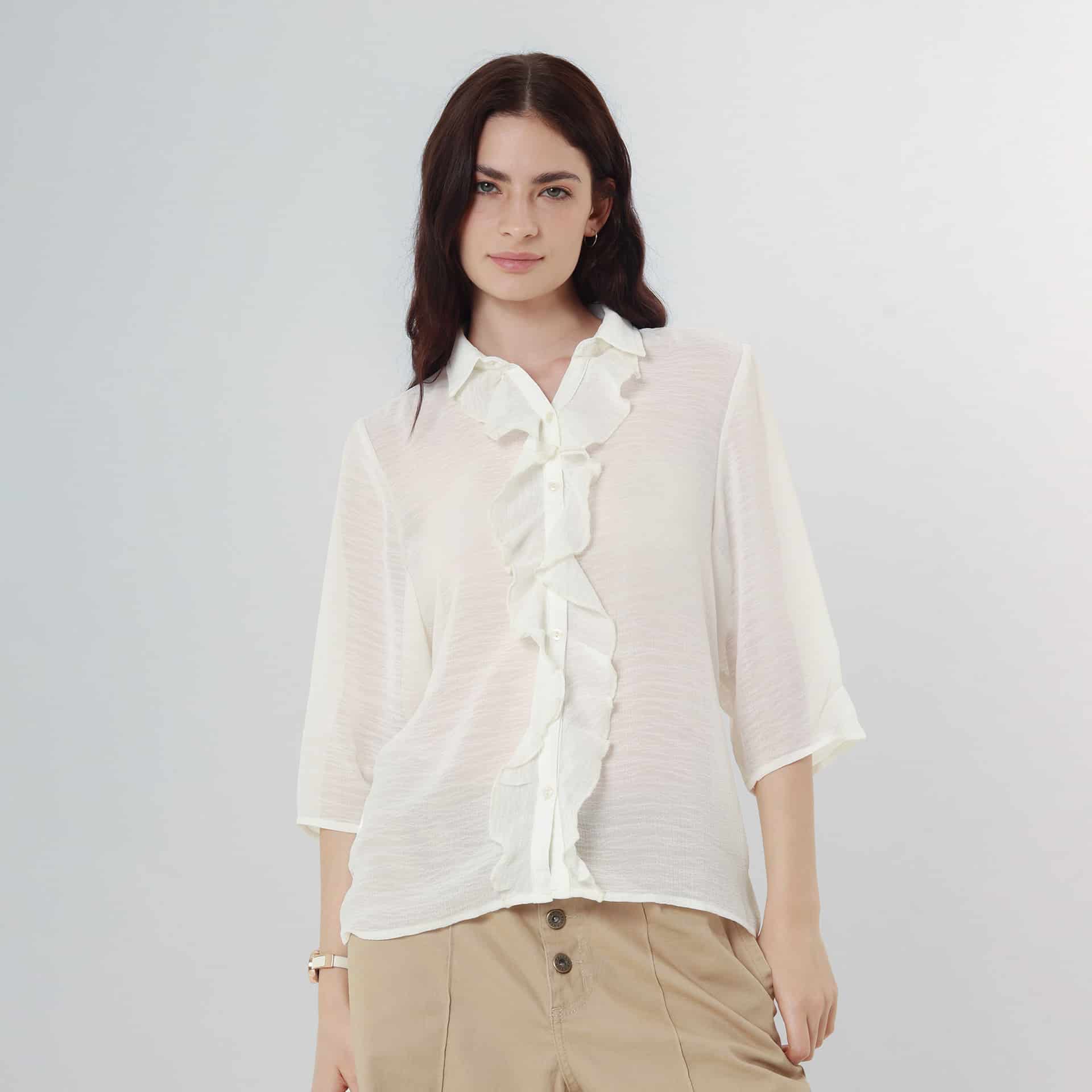 Blusa Cuello Camisero Manga 3/Cuartos - miniatura 3