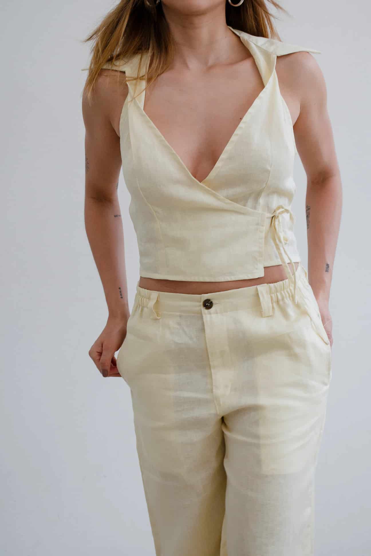 Top Sol de lino | Amarillo Butter Yellow - miniatura 5