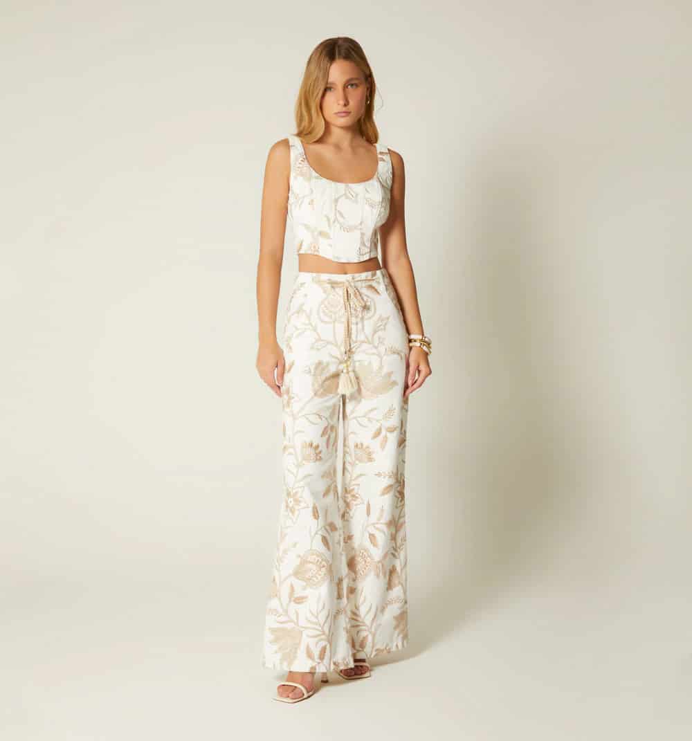Blusa crop sisa en jacquard con cordon - miniatura 1