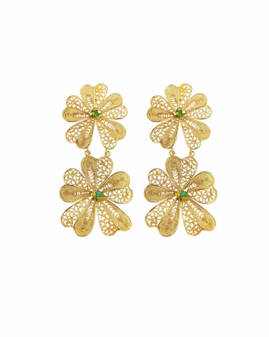 Aretes doble flor Chiara - miniatura 1