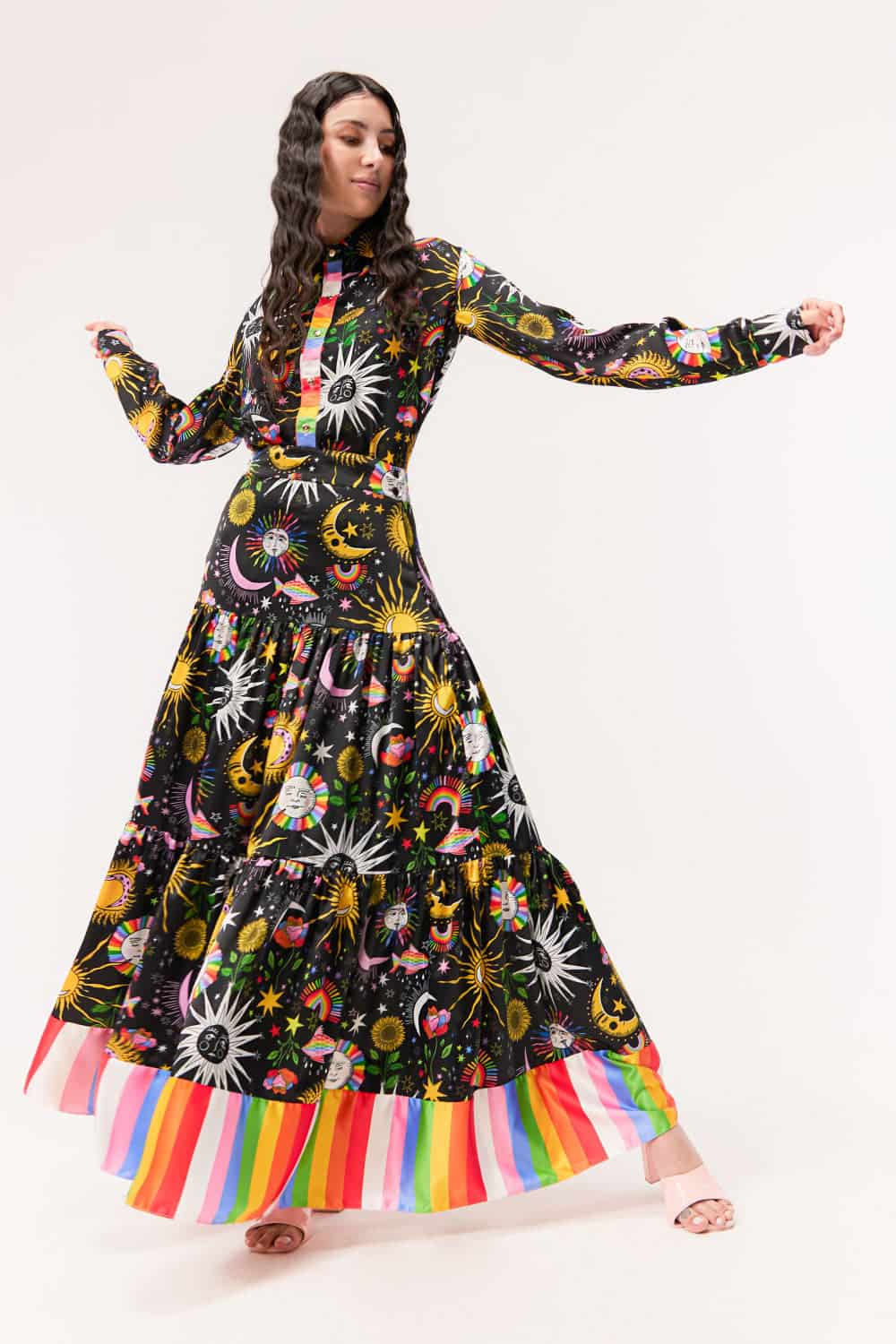 Maxi Falda / Estampado Madre Luna, Padre Sol Negra - miniatura 1