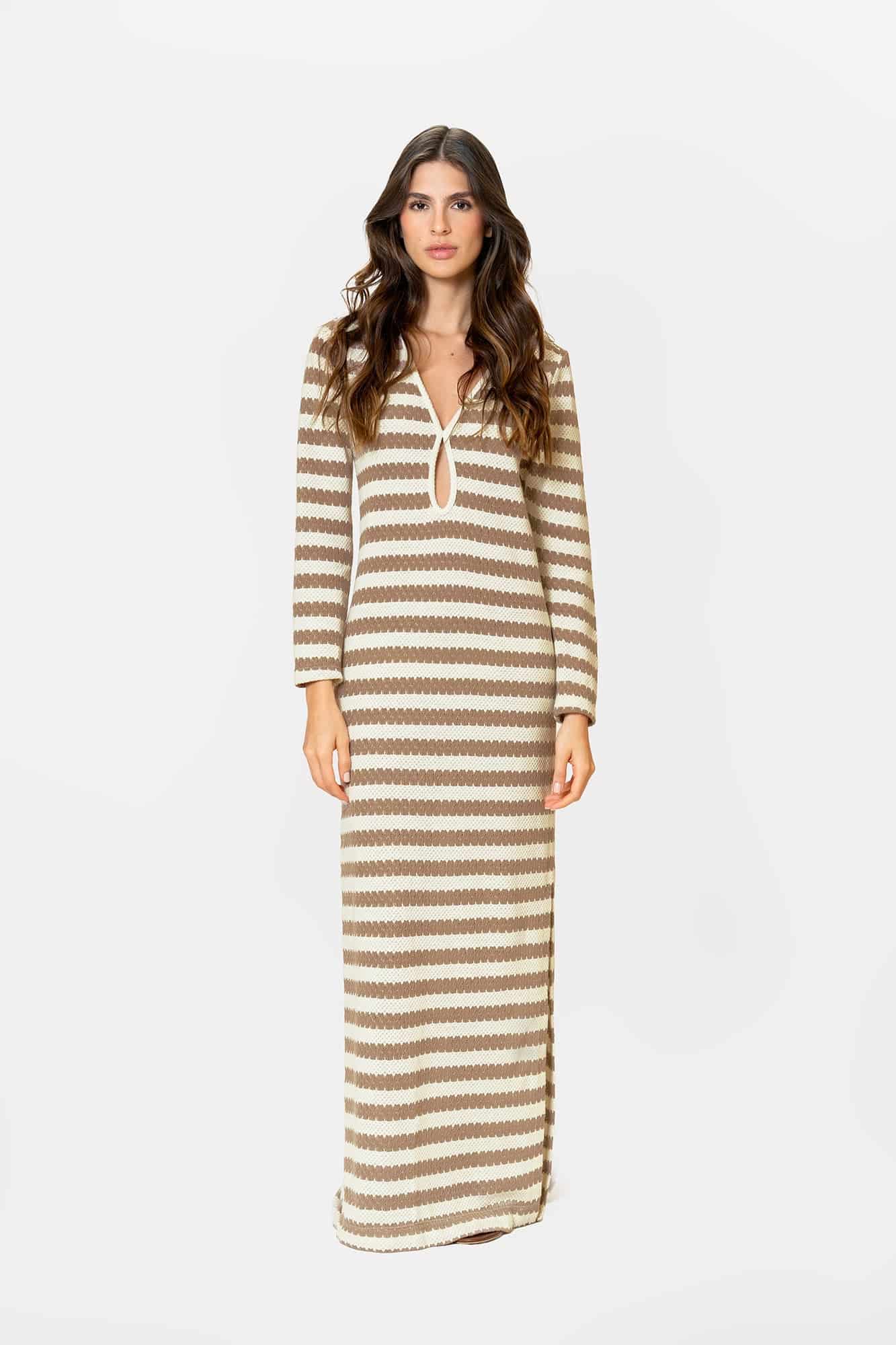 Vestido Brocatto Beige - miniatura 1