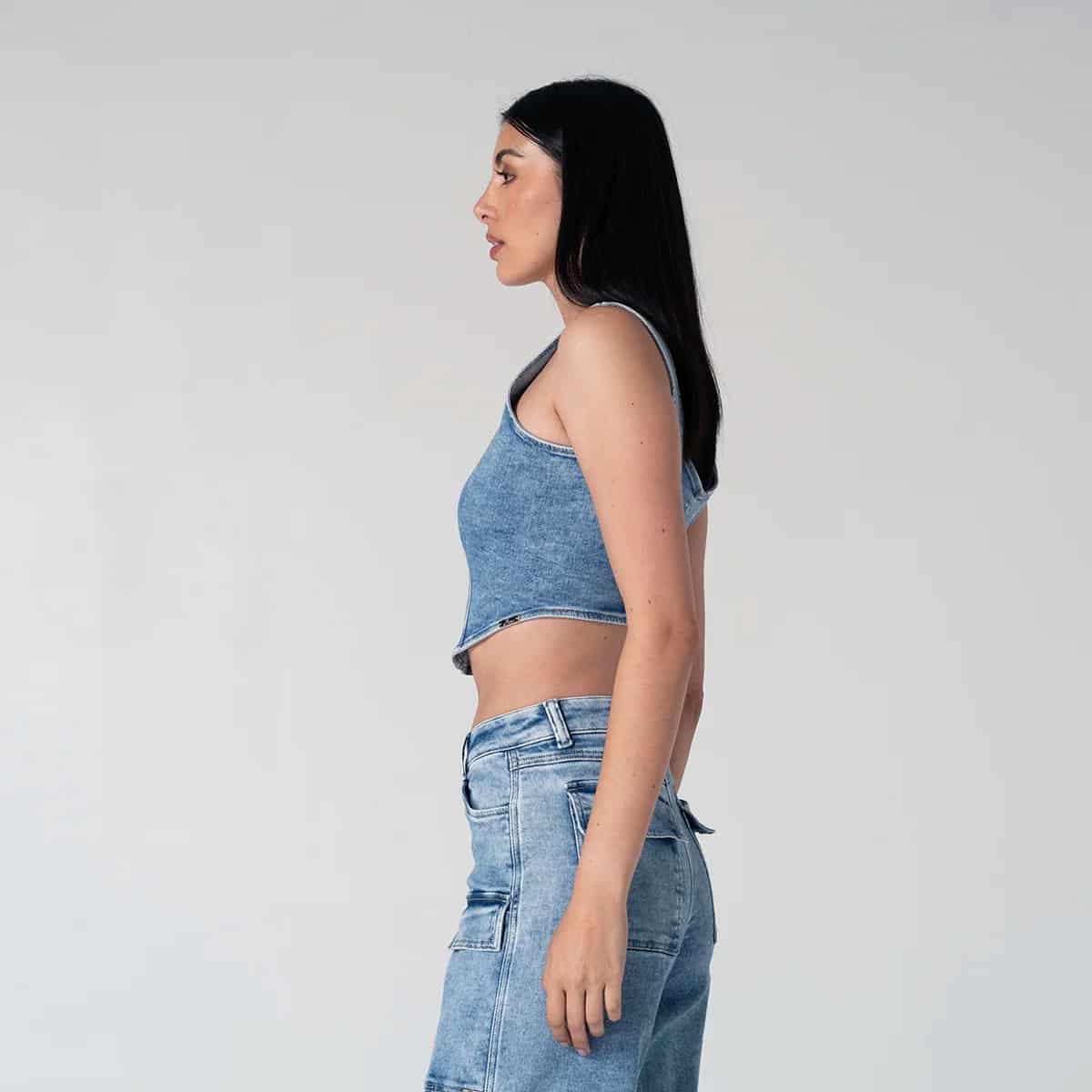 Crop Top Denim Slim Tribu - miniatura 3