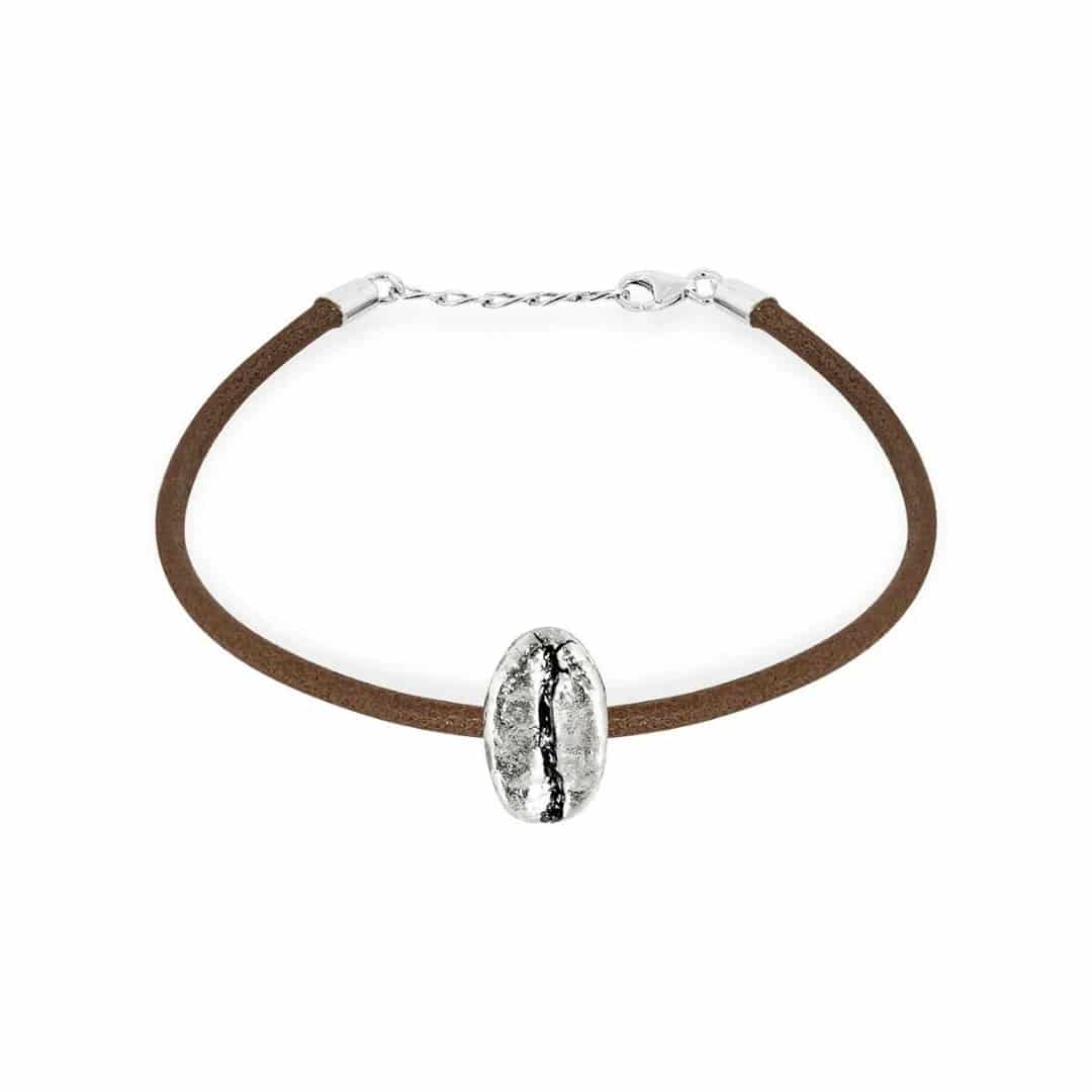 Pulsera Café Gesha en plata con cuero redondo - miniatura 1