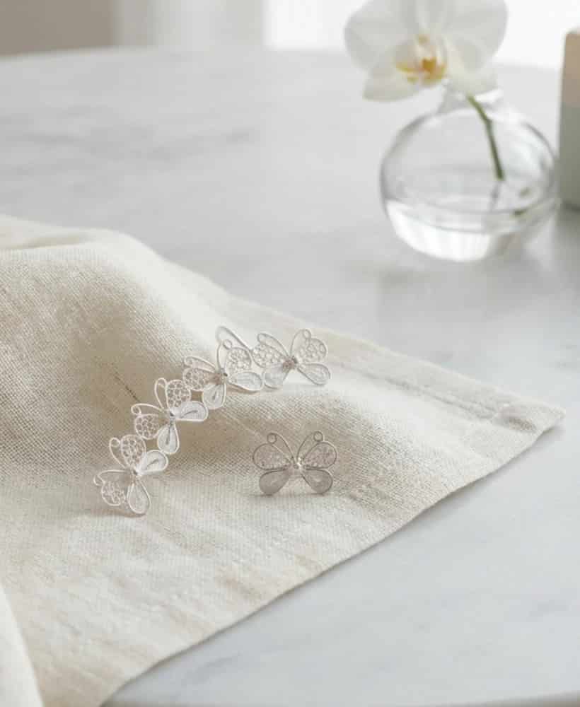 Earcuff Mariposa en plata ley 950 Filigrana - miniatura 2
