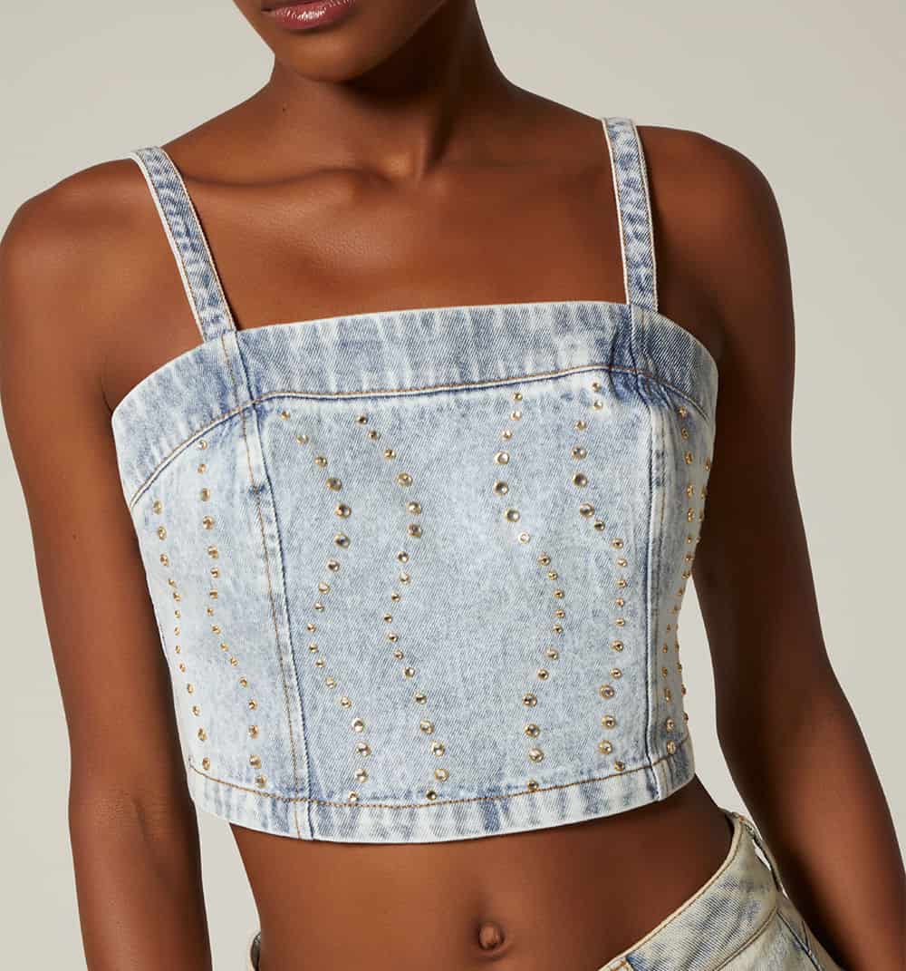 Blusa de tiras con cristales - miniatura 3
