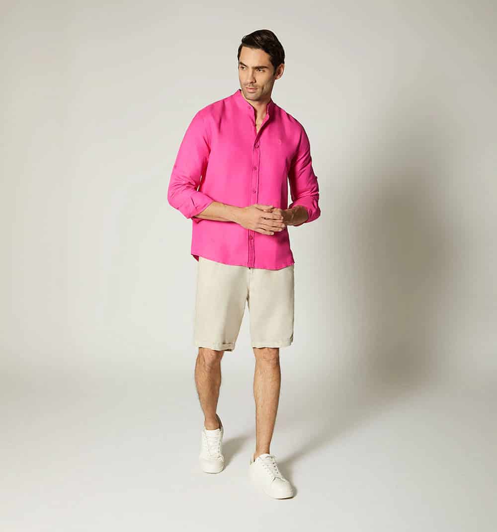 Camisa para hombre en lino cuello nerú m - miniatura 9