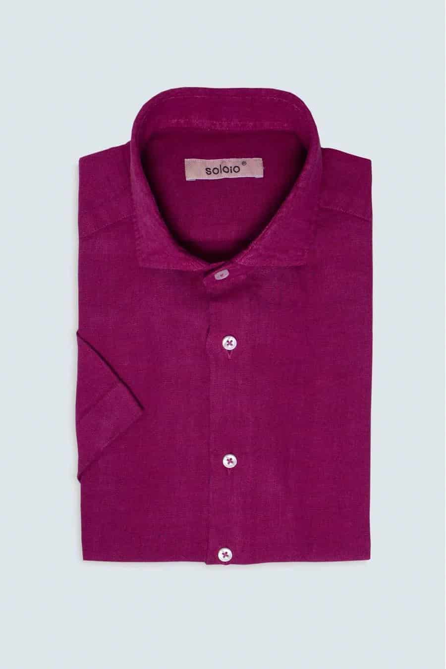 men’s linen shirt fuxia mc basic - miniatura 4