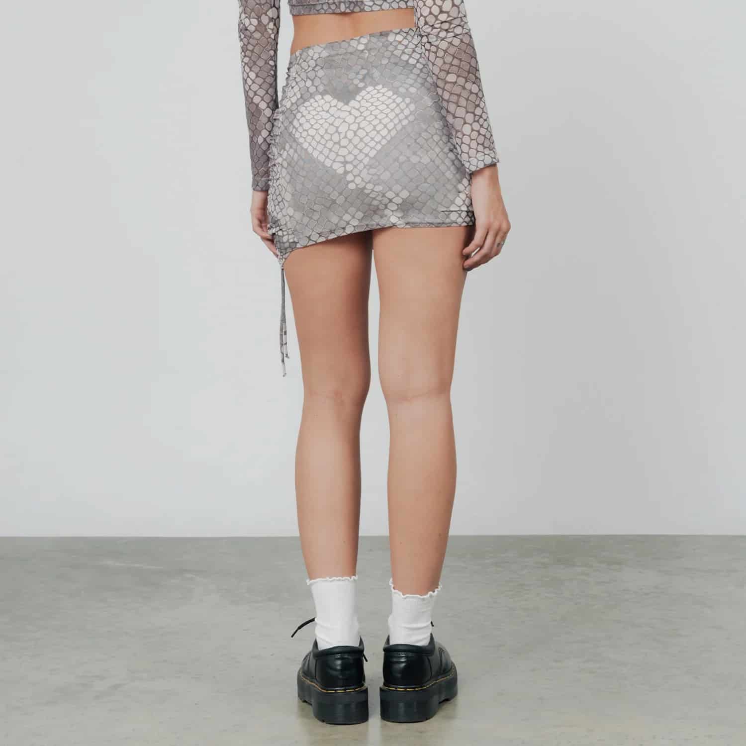 Python Mesh Mini Skirt - Gray - miniatura 8