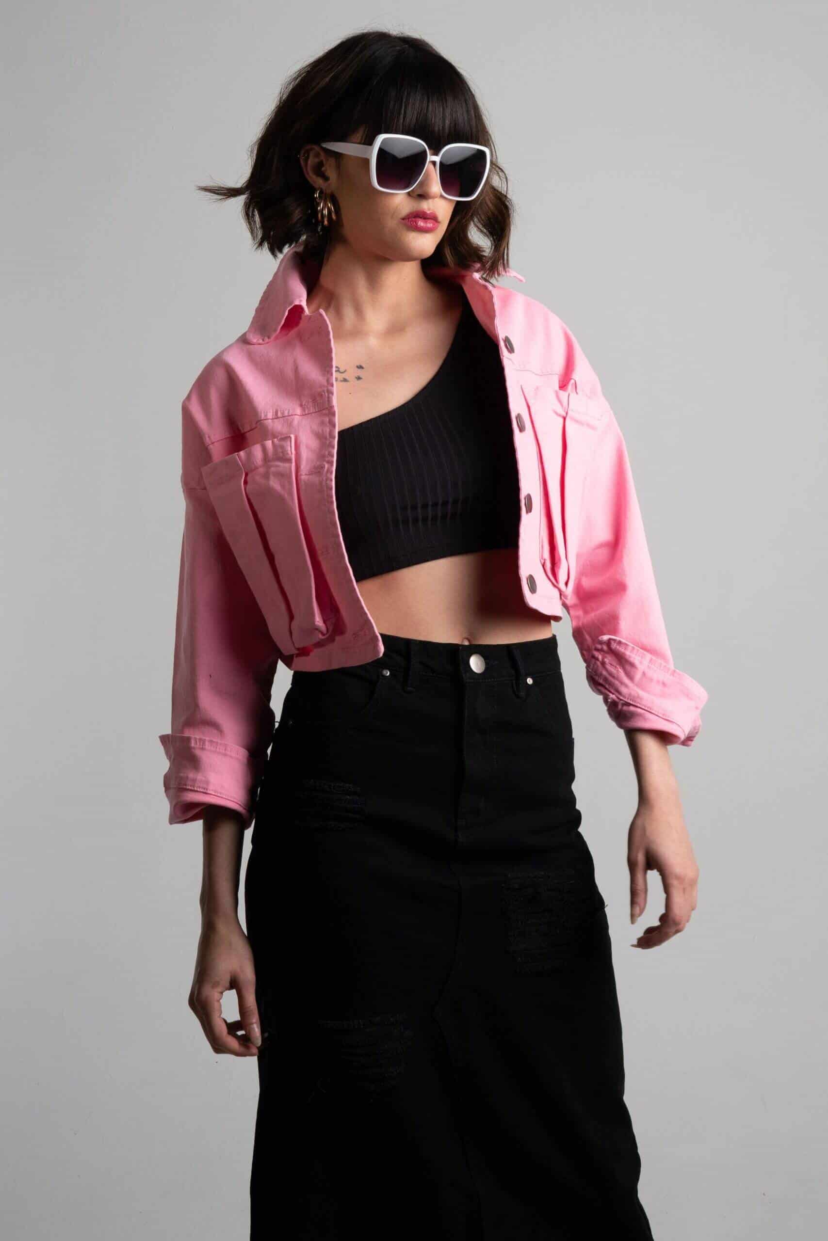 Chaqueta Cortés Denim Rosada - miniatura 2