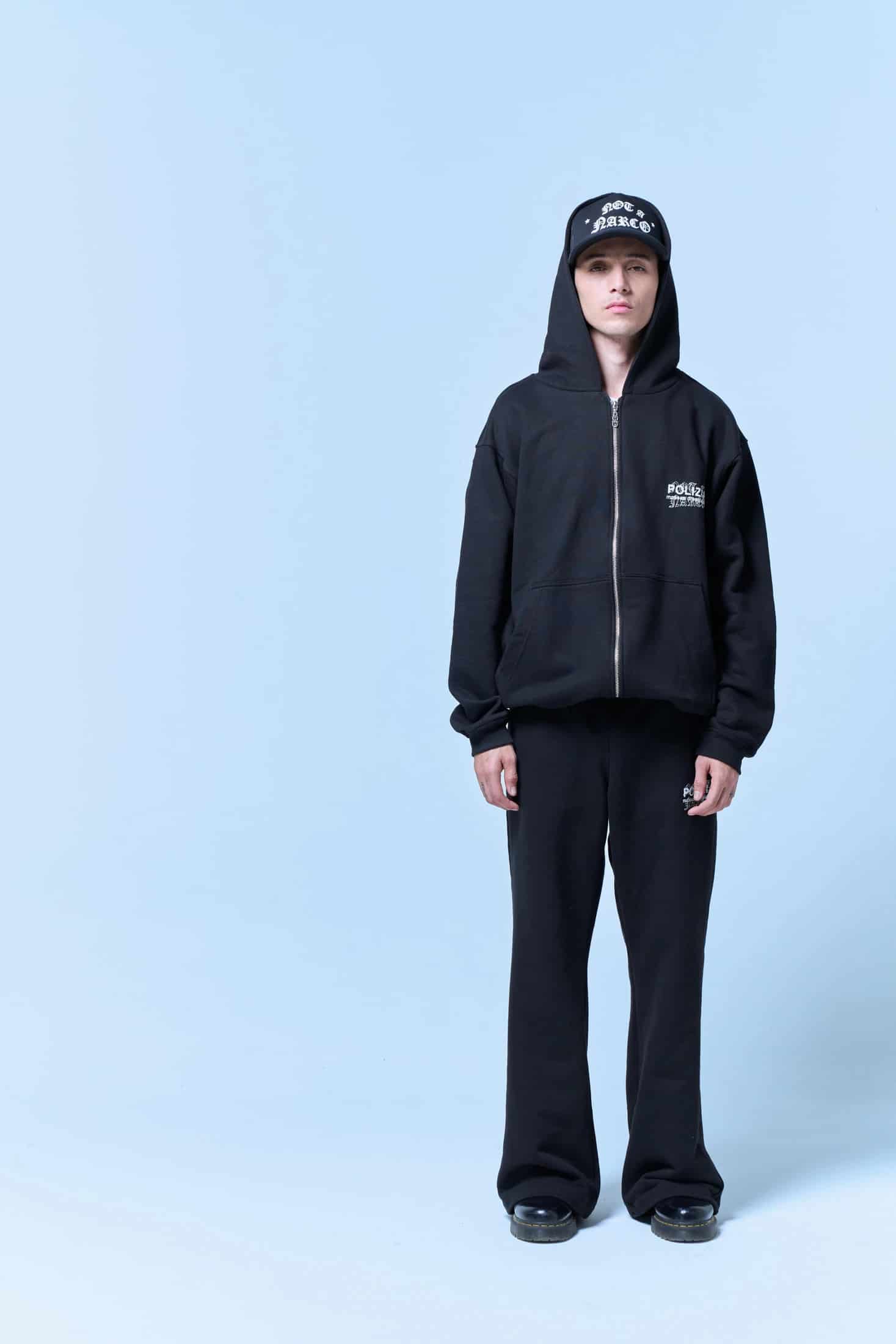 POLIZIA BLACK ZIPPER HOODIE - miniatura 8