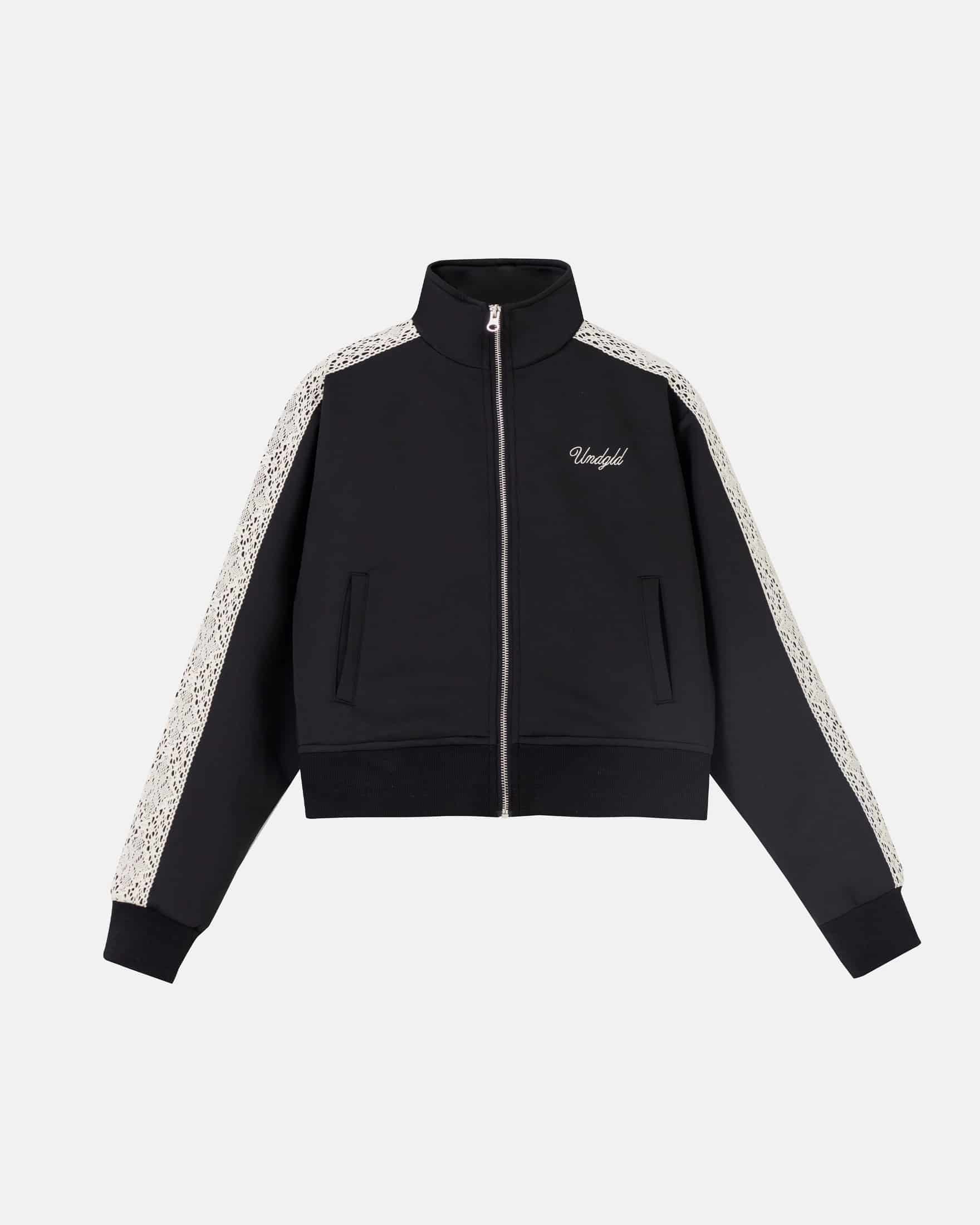 W Basics Undgld Lace-panel Track Jacket Black - miniatura 1