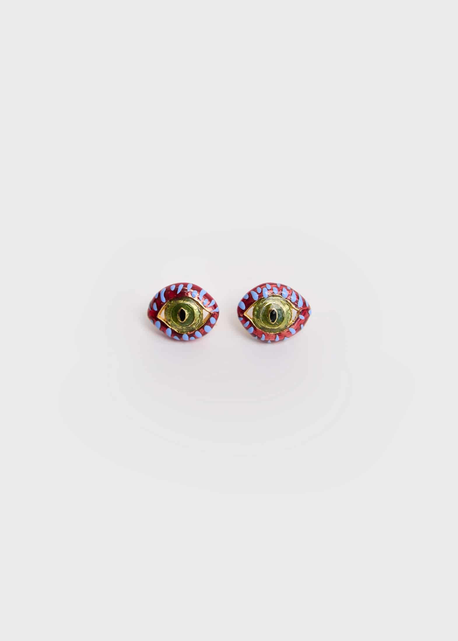 CAT EYE MINI BURGUNDY EARRINGS - miniatura 1