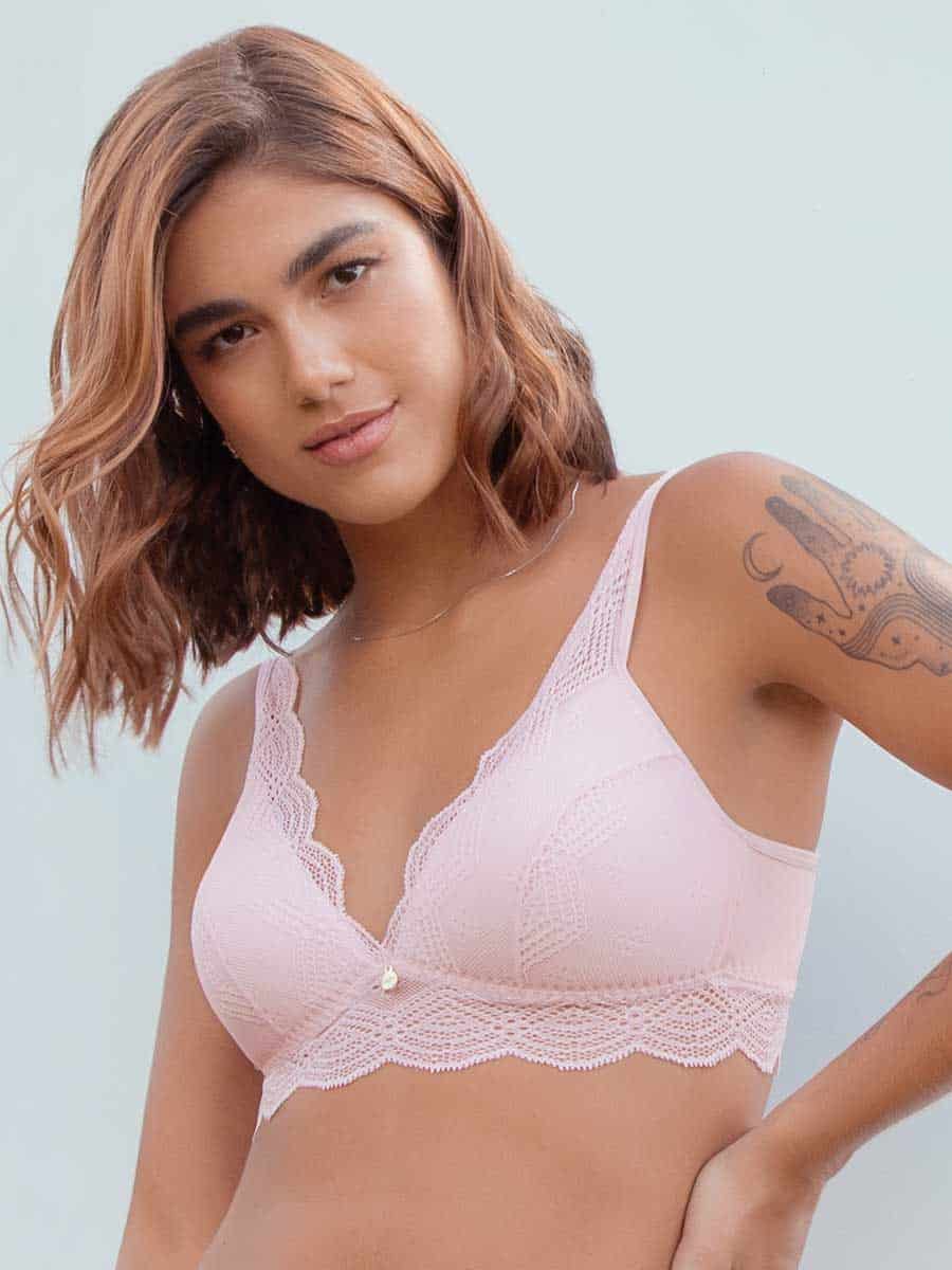 Bralette Triangular Encaje Rosa - miniatura 1