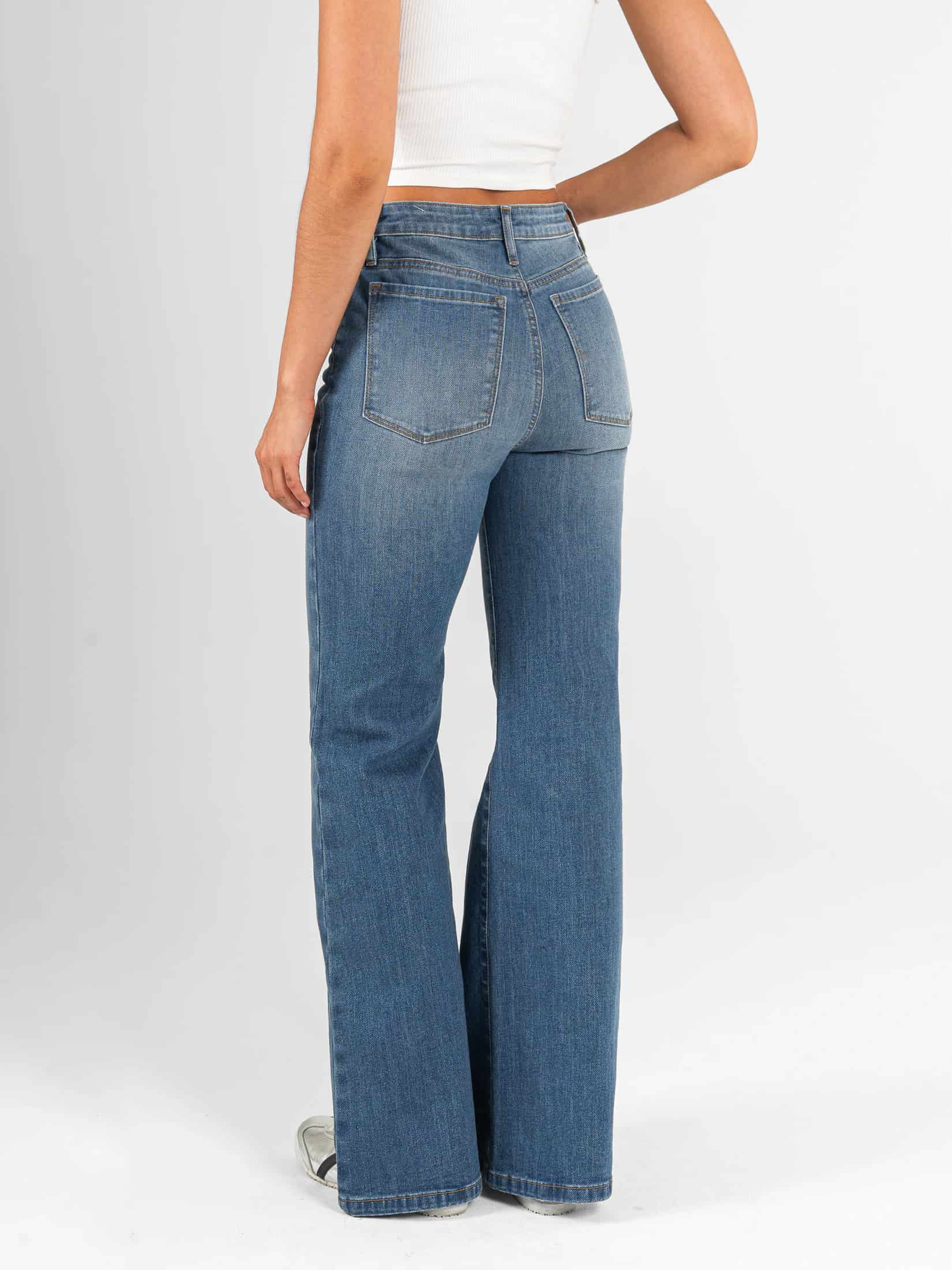 Ref: 066596 Jean flare stretch, bota ancha, tiro alto, tono azul medio - miniatura 2