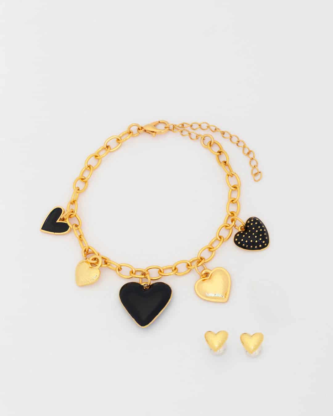 Pulsera Multicharms Corazones + Aretes - miniatura 2
