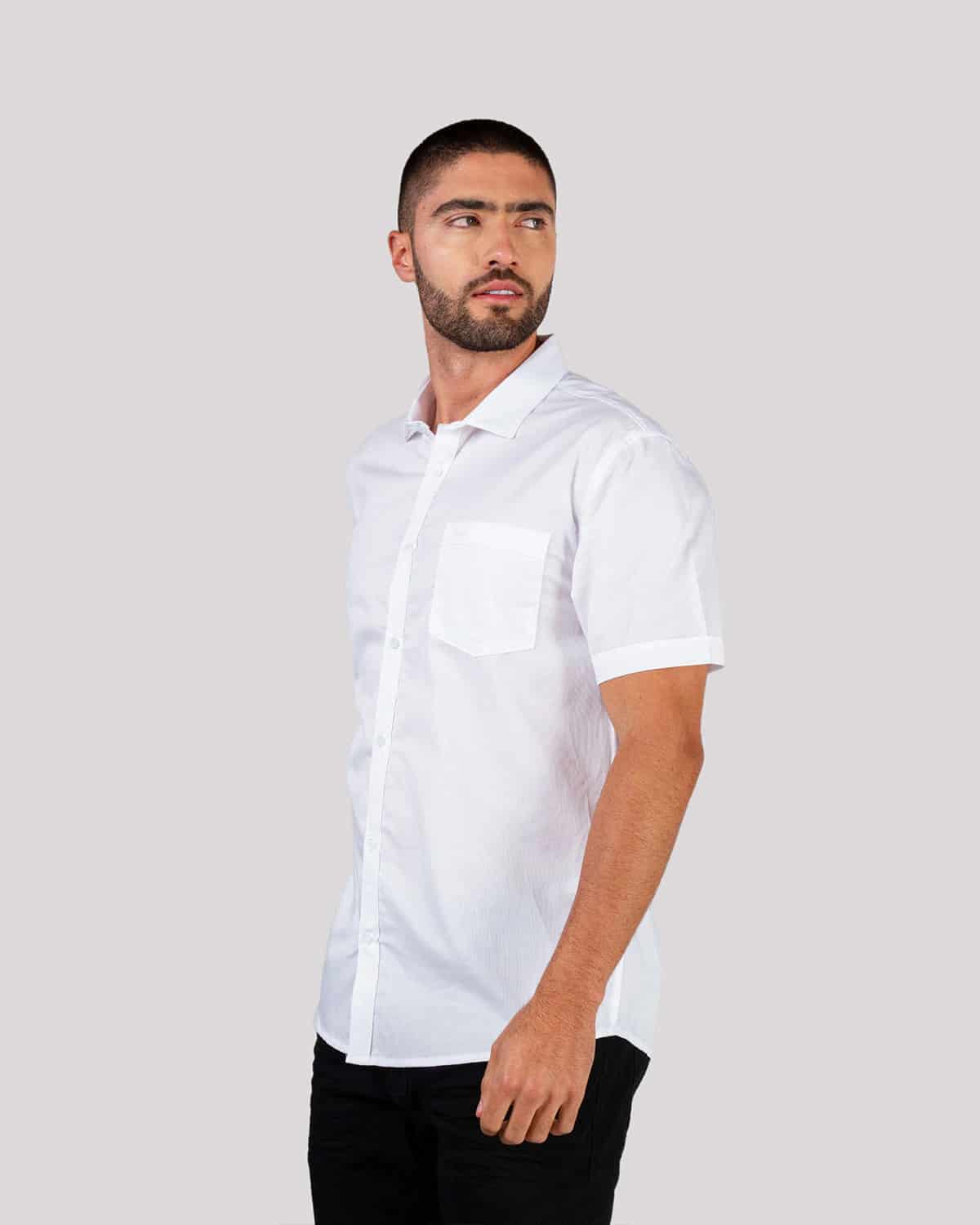 Camisa blanca manga corta para hombre - miniatura 3