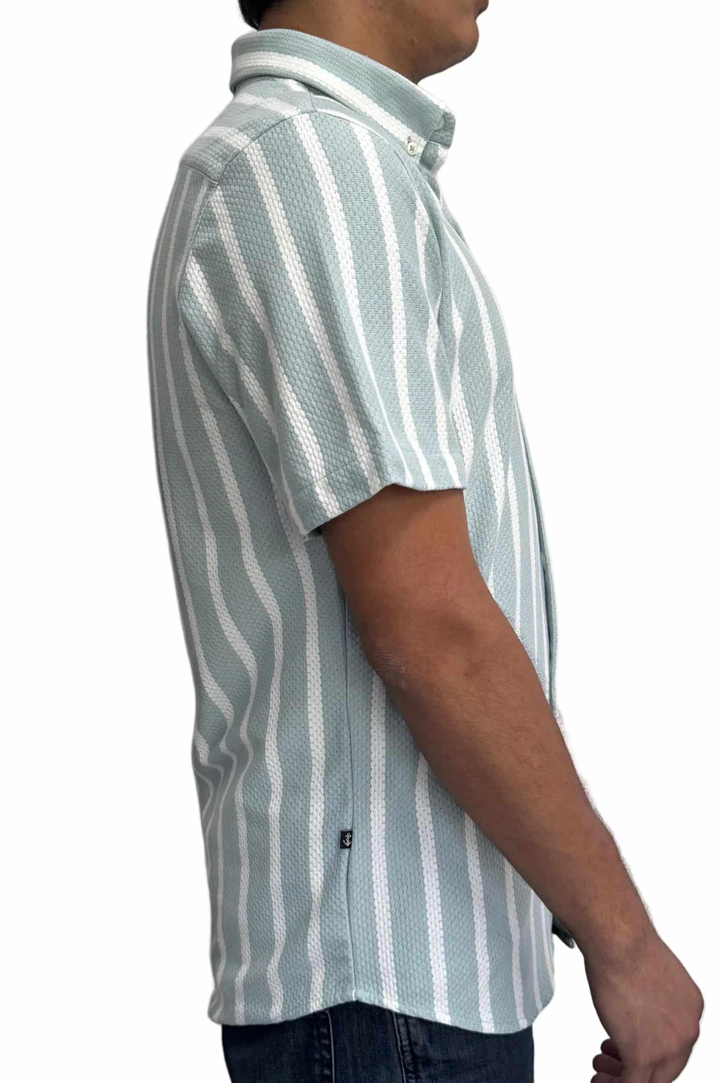 Camisa en texturas Verde Menta Rayas Blancas - miniatura 3