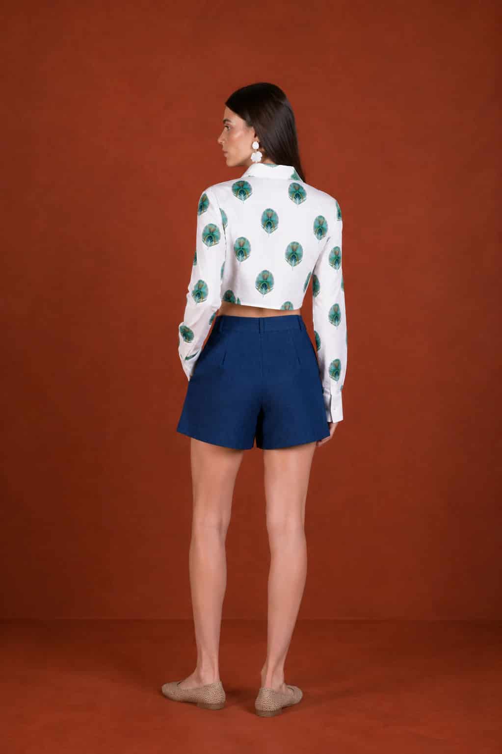 Women's Ventaglio linen shirt blue - miniatura 2