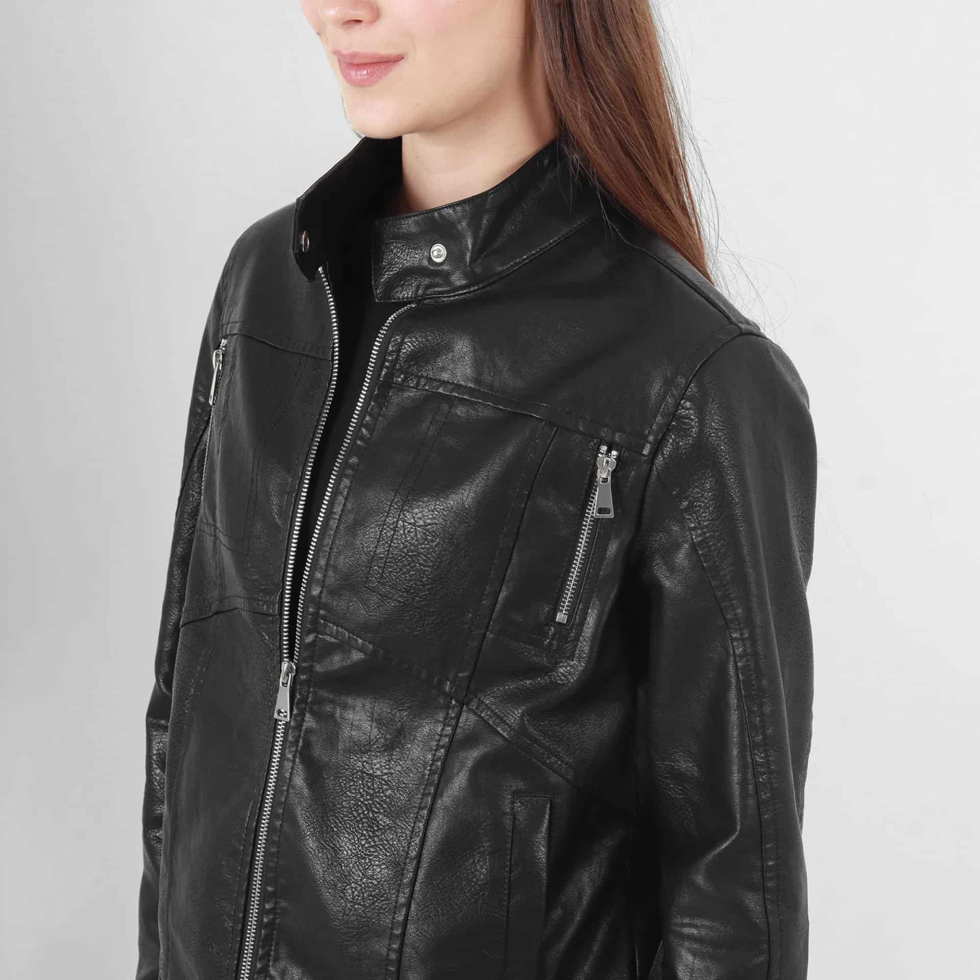 Chaqueta biker en cuero sintético - miniatura 3
