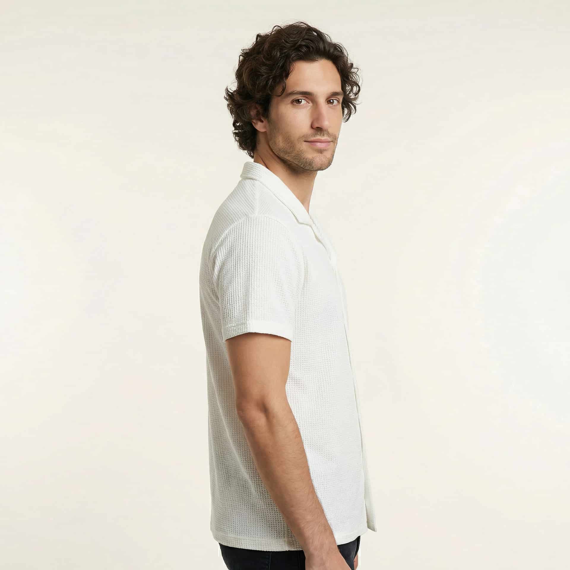 Camisa Texturizada Bowling Blanca C227 - miniatura 2