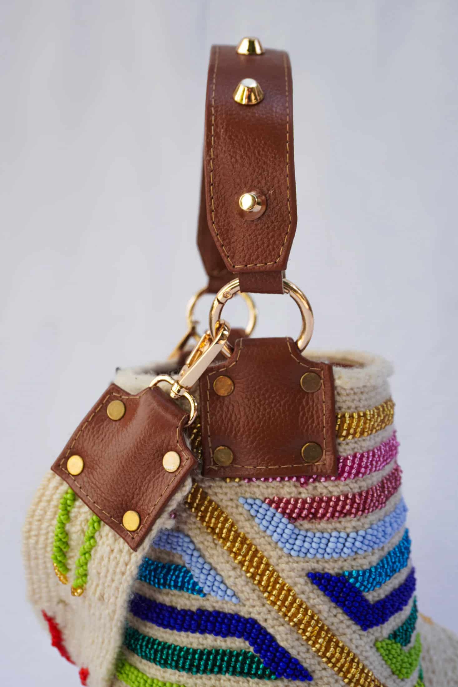 Mochilas Arhuacas Recamada Con Cuero - miniatura 1