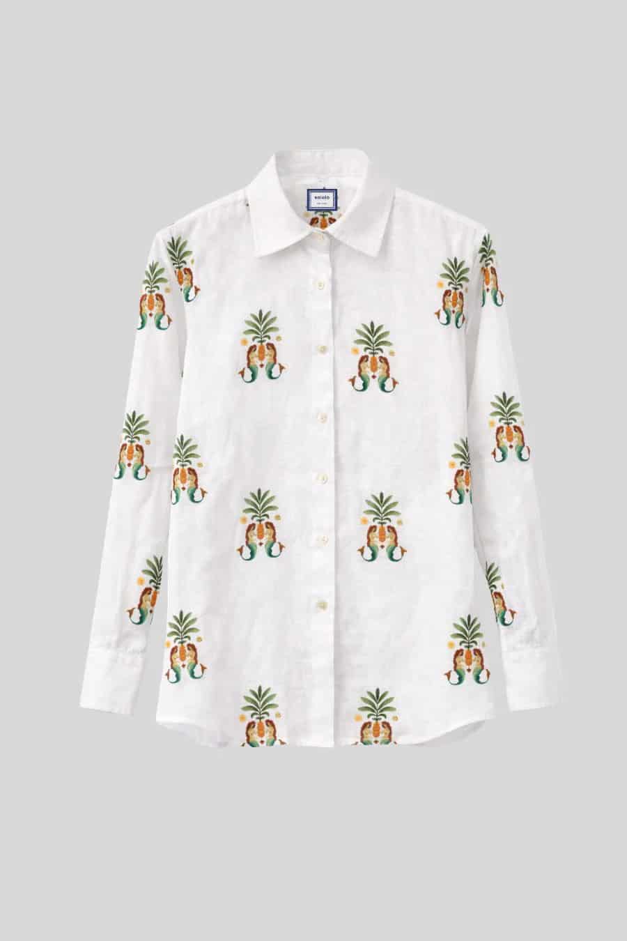 Women's shirt linen nerida white - miniatura 9