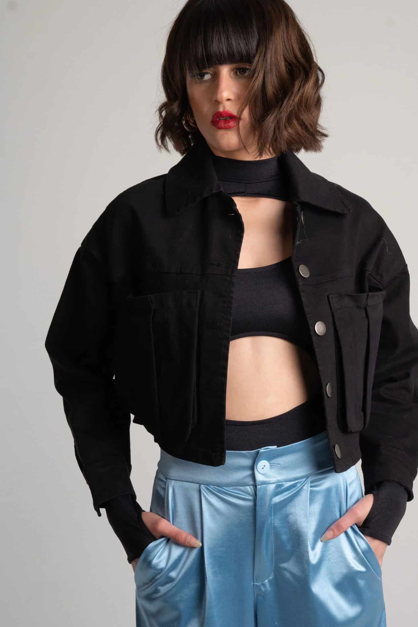 Chaqueta Cortés Denim Negra - miniatura 1