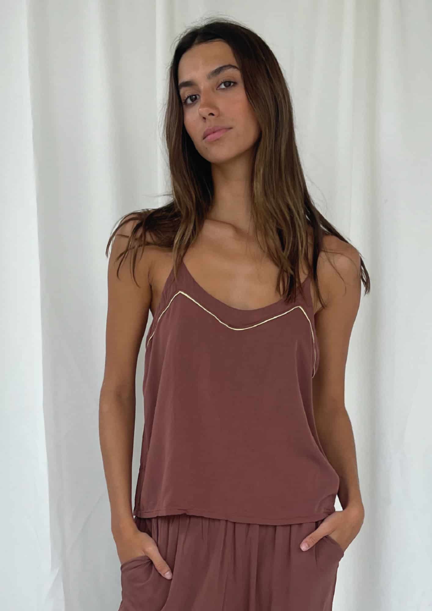 Earth Brown Pijama Top - miniatura 1
