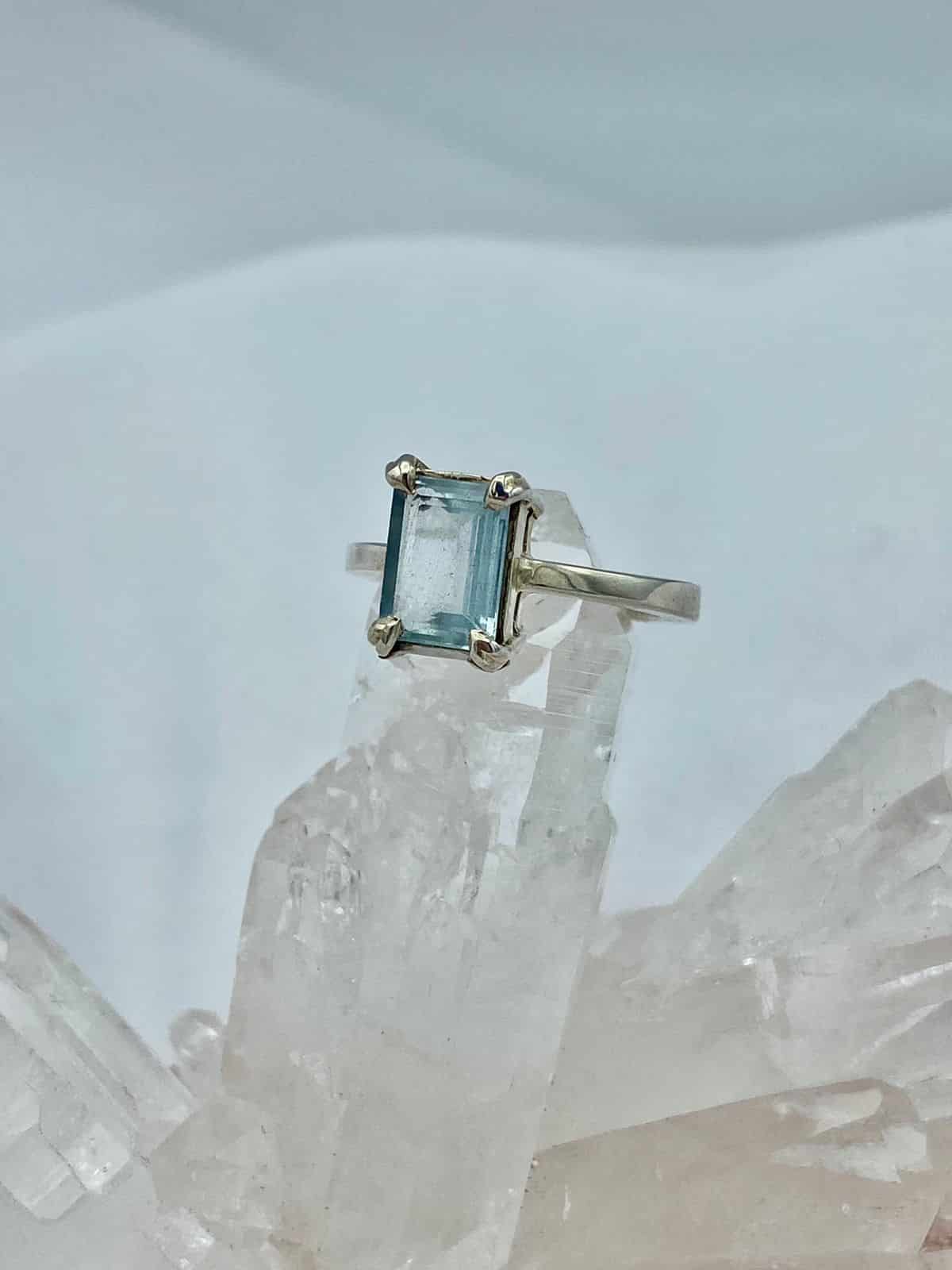 Anillo Aguamarina Rectangular - miniatura 1