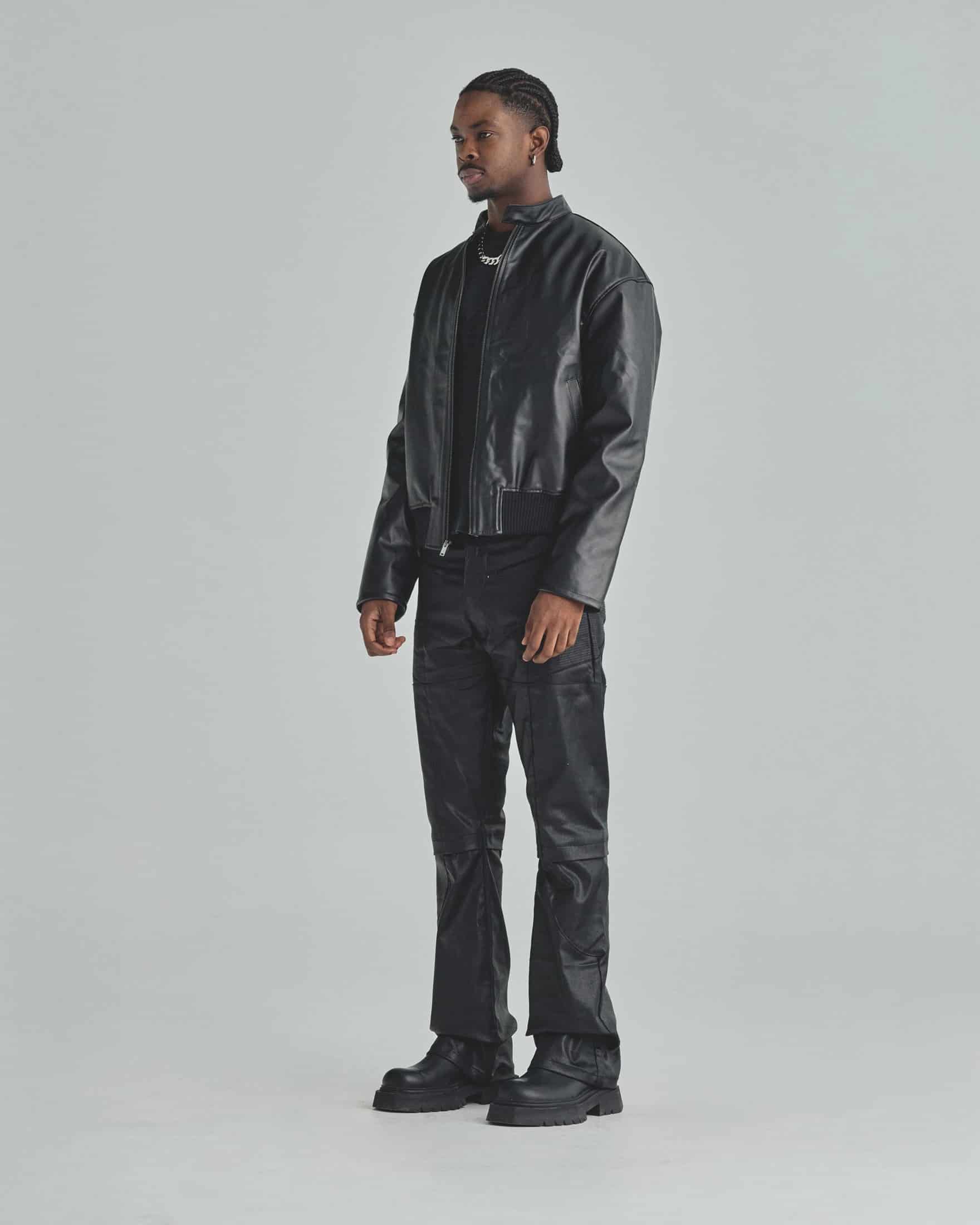 Spring Worn Logo Biker Jacket Black - miniatura 7