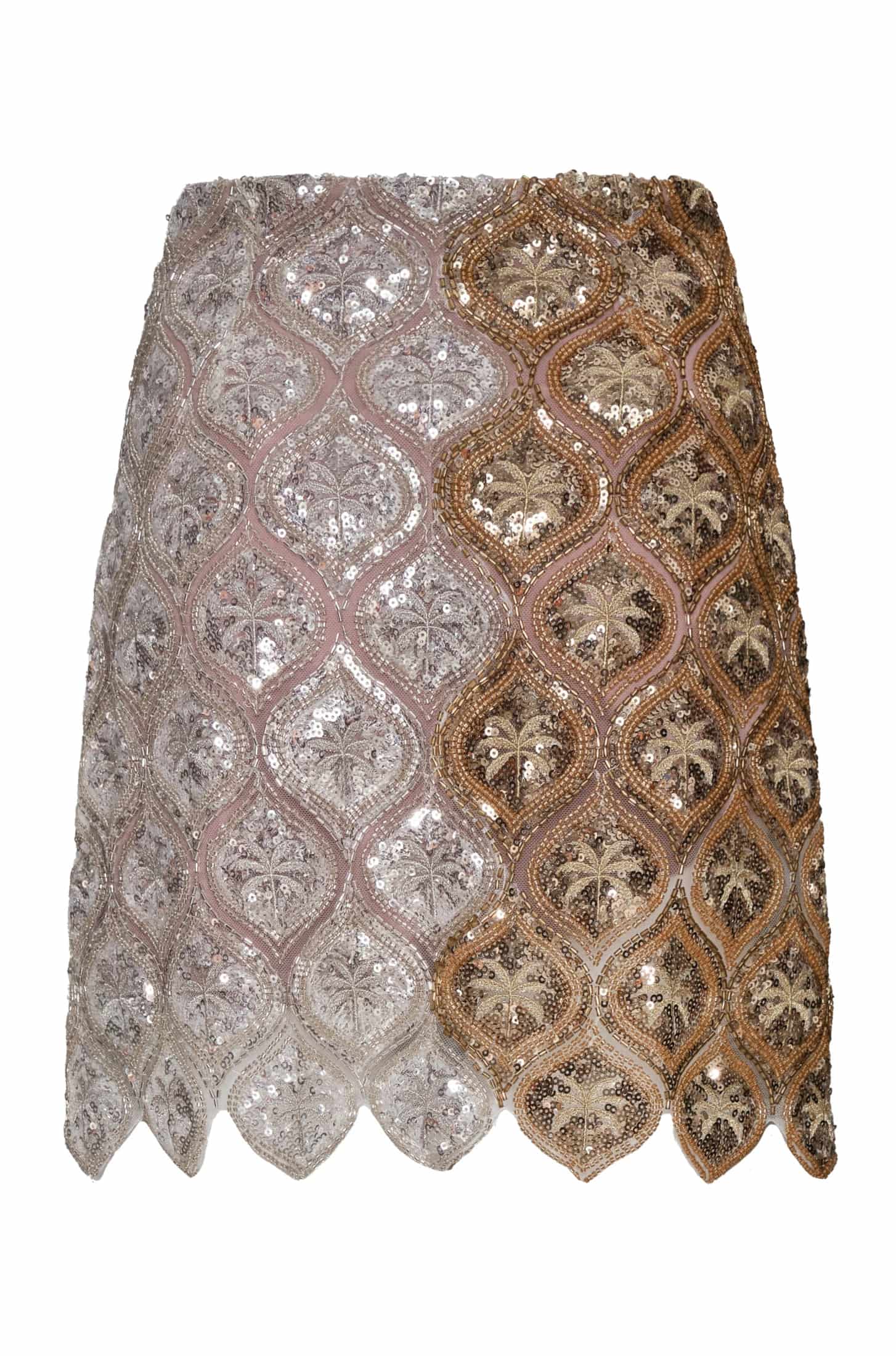Las Ventas Palms Sequined Mini Skirt / Silver & Gold - miniatura 3