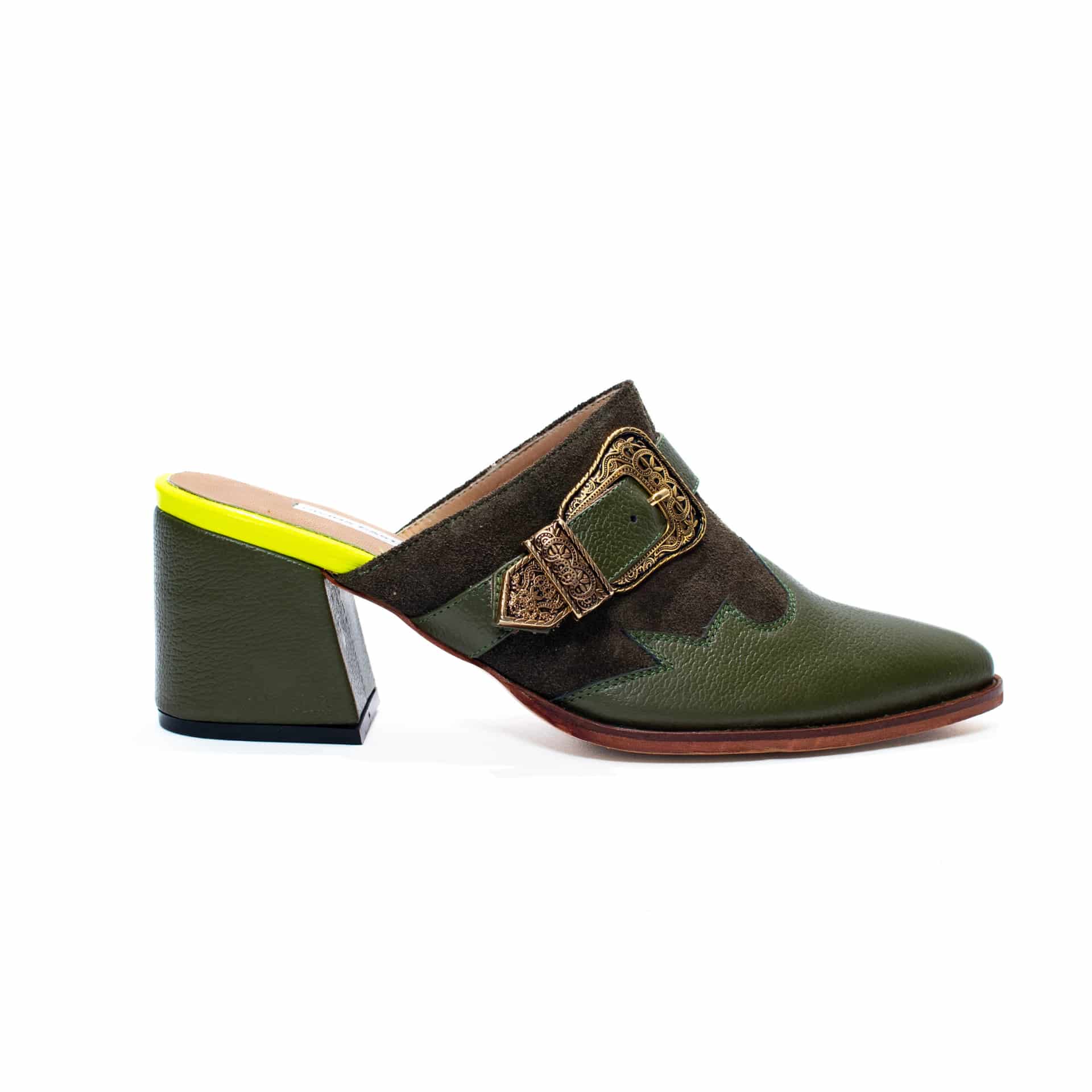 Olive Green Canvas Mules - miniatura 4