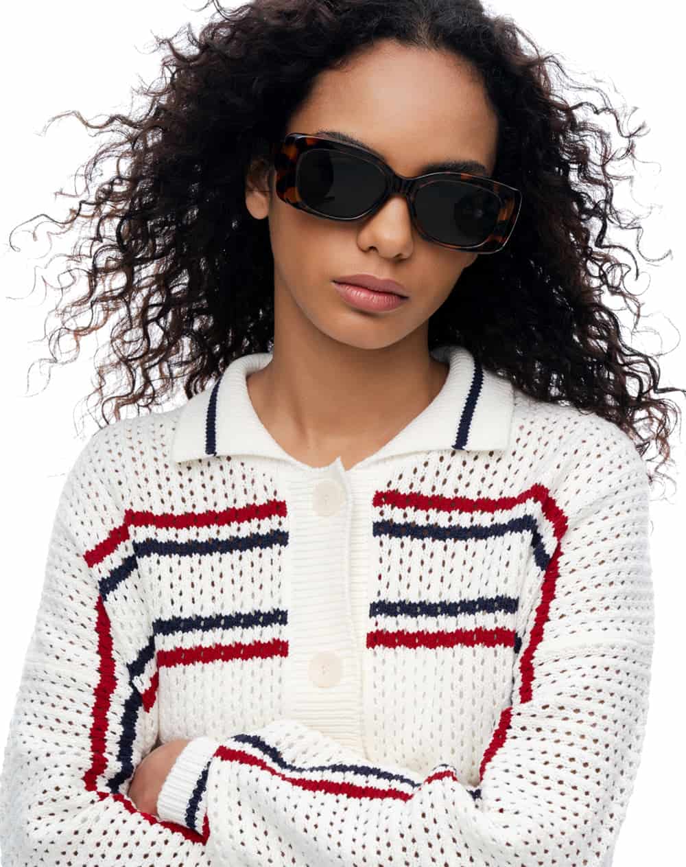 Suéter regular rayas blanco mujer - miniatura 4