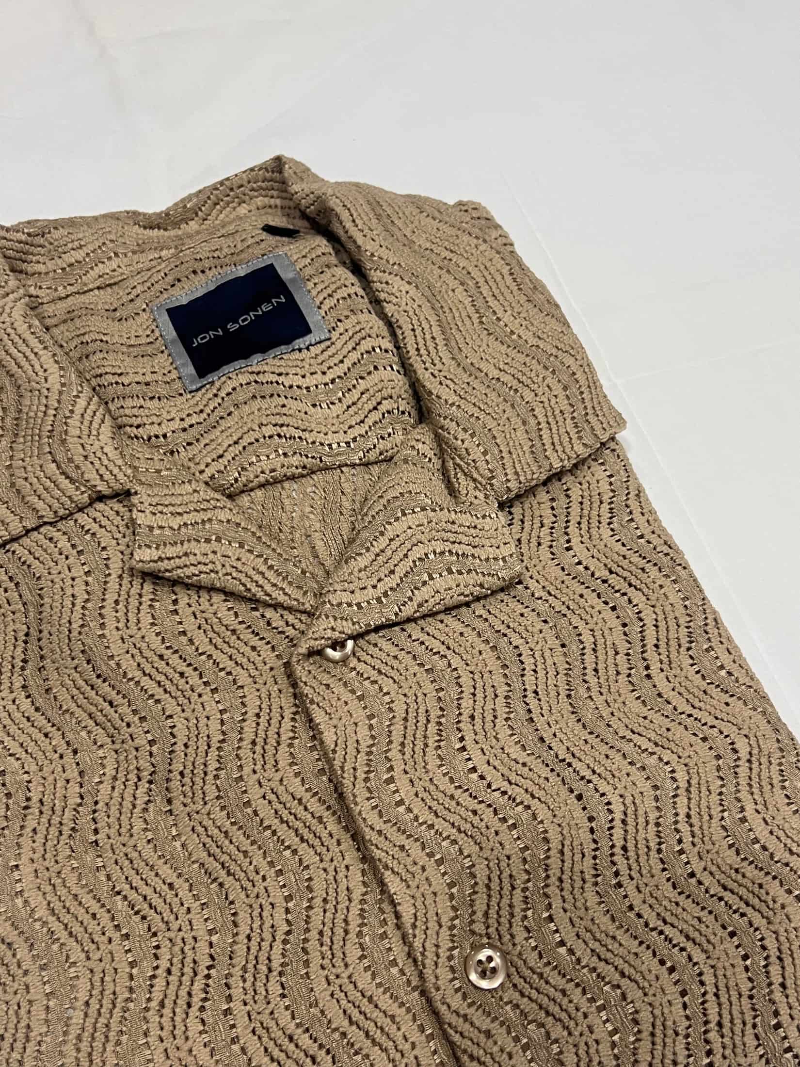 Camisa con textura manga corta para hombre Jon Sonen 027225010 - miniatura 3