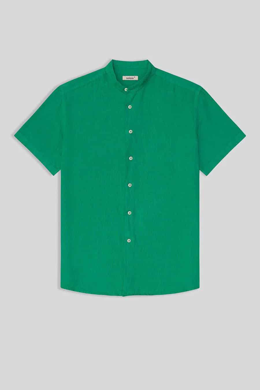 men’s linen shirt mao green basic - miniatura 2