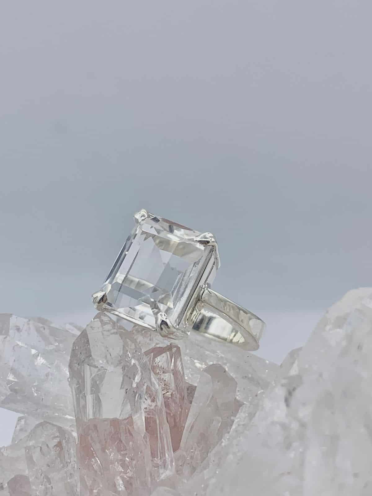 Anillo cuarzo Transparente rectangular - miniatura 1
