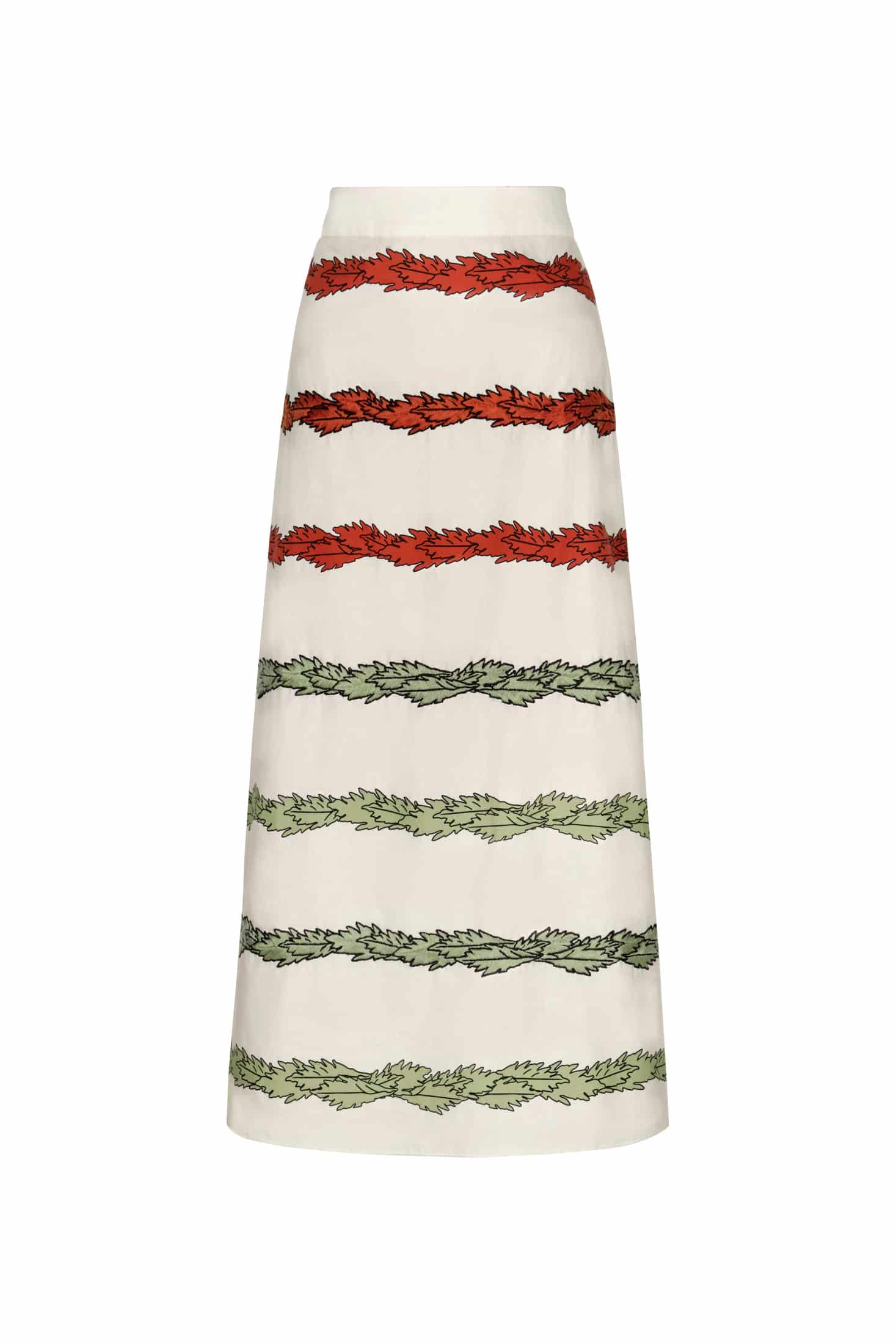 El Carmen Embroidered Cotton Midi Skirt / Ivory Striped Helechos - miniatura 1