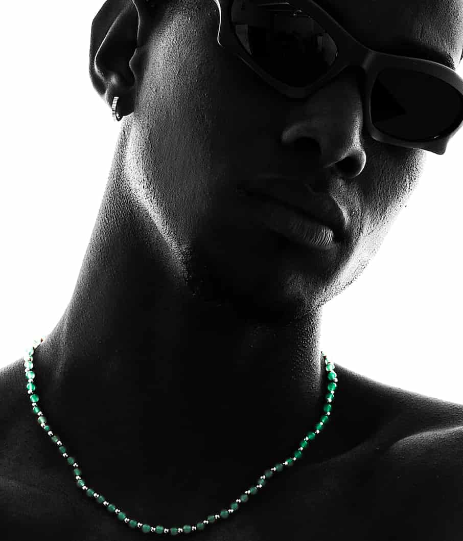 GREEN MIST NECKLACE | COLLAR CON BALINES EN PLATA Y ÁGATAS - miniatura 6