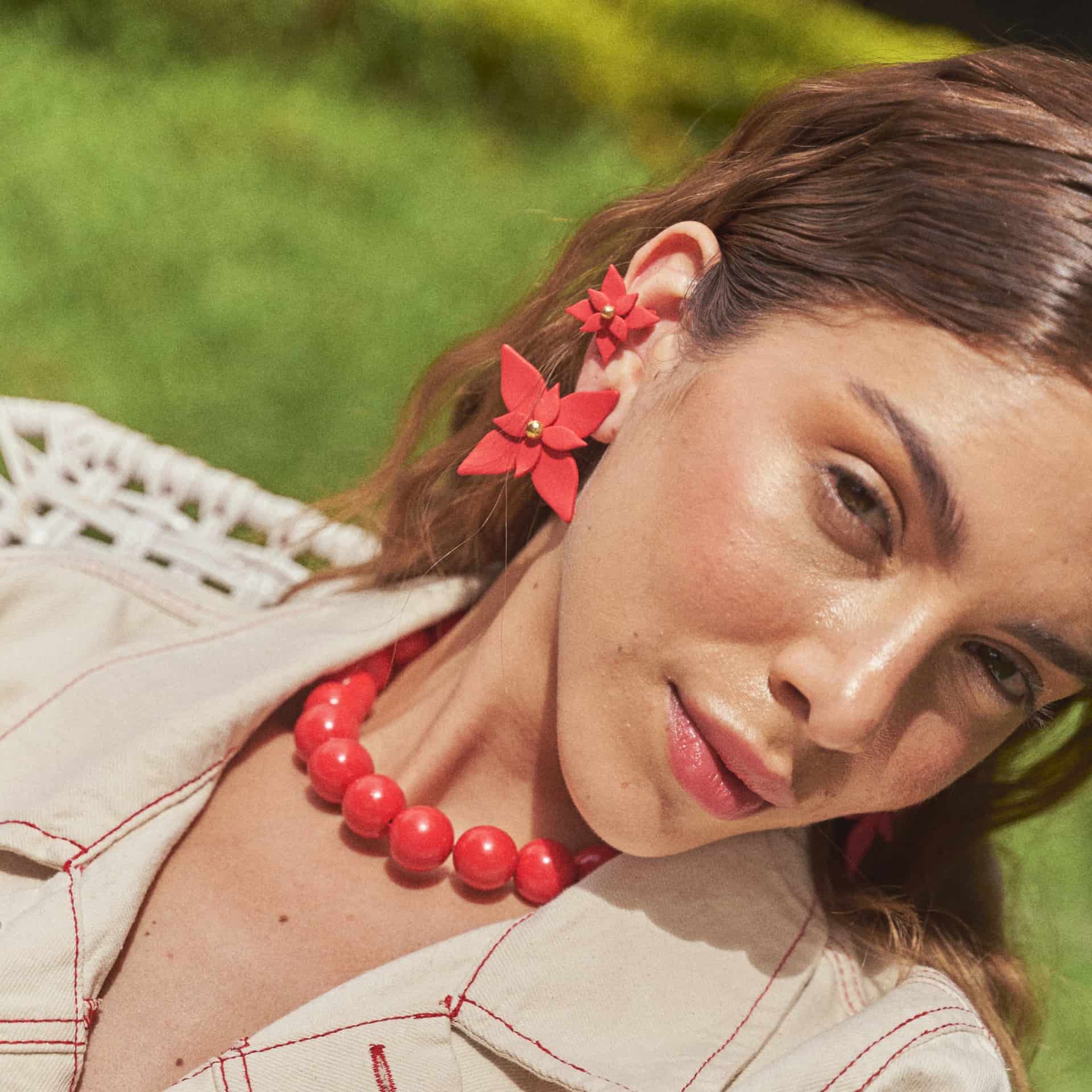 Aretes Flor de Navidad Maxi - miniatura 3