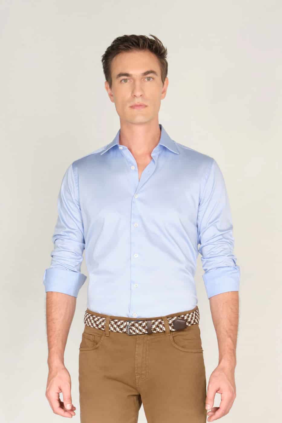 Camisa Classic Algodón Pima Azul Claro - miniatura 3