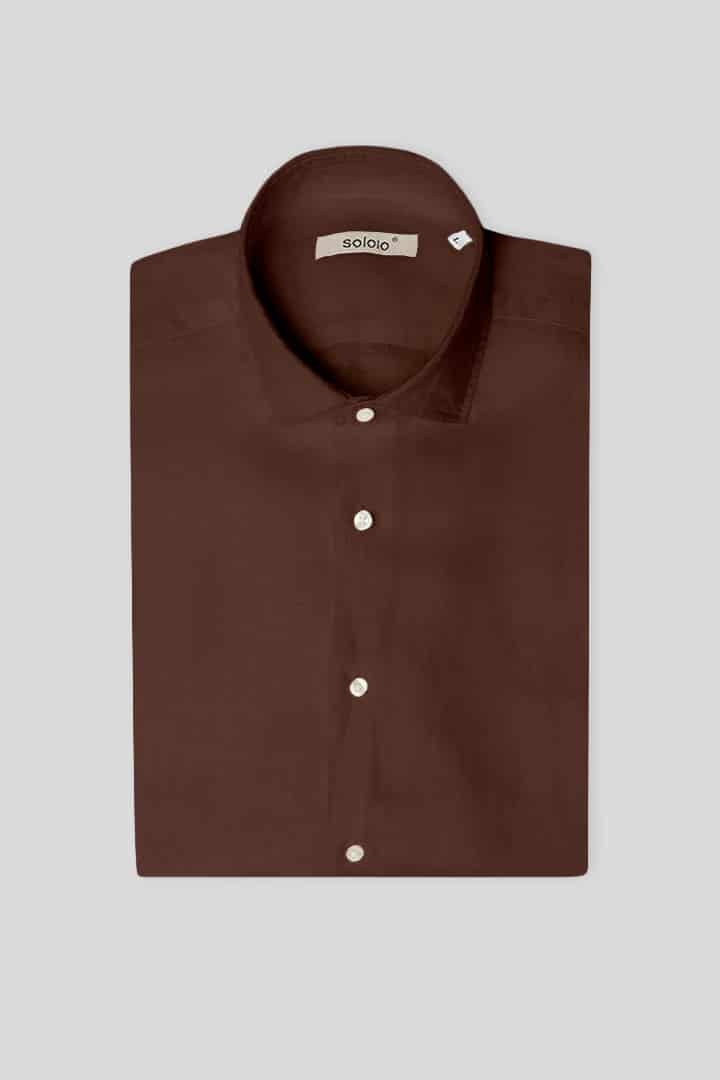 Men's linen shirt chocolat - miniatura 3