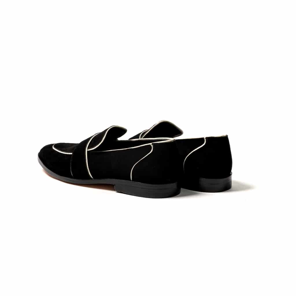 Loafers gamuza negra lineas blanca - miniatura 3