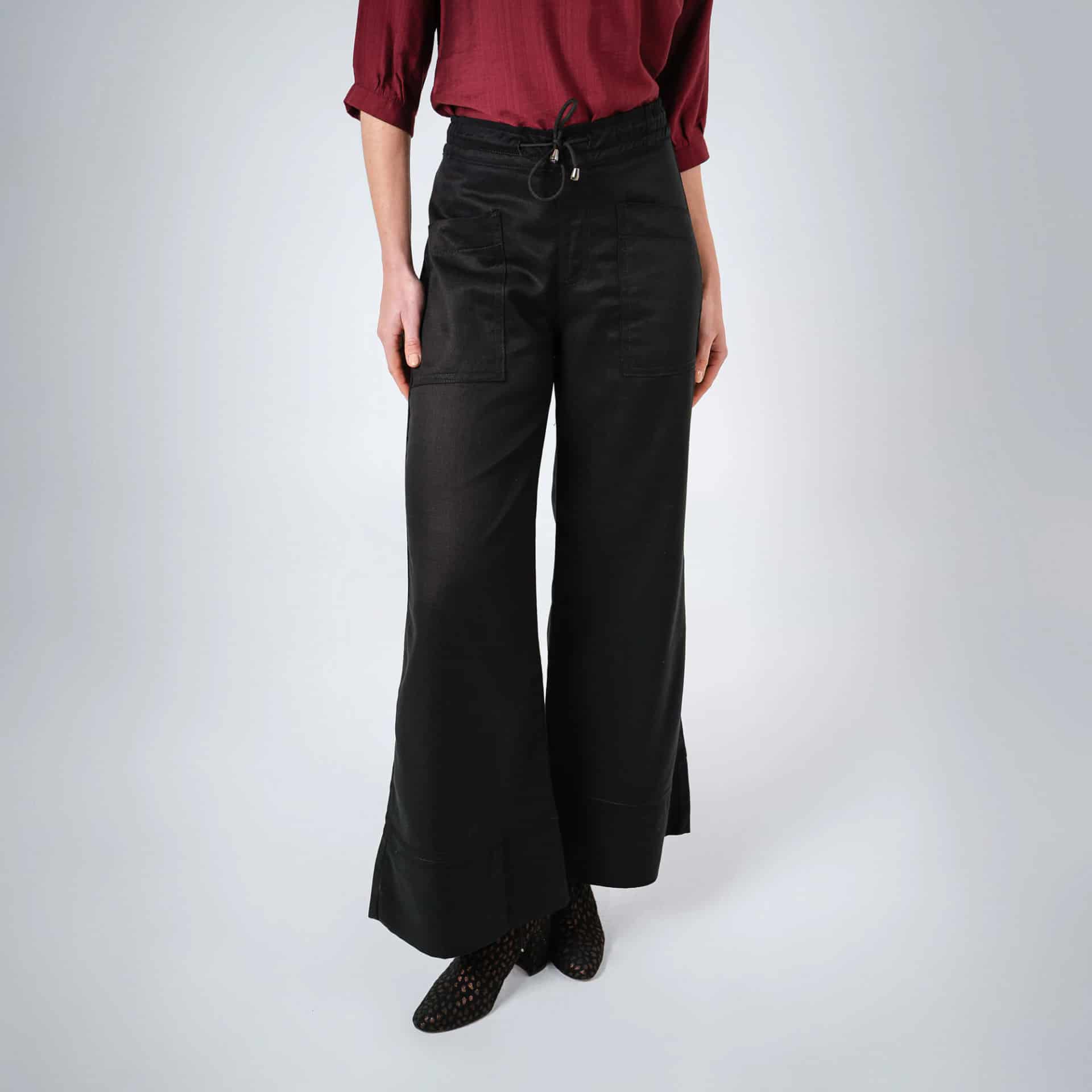 Pantalón básico estilo cargo bota flare con ajuste en cintura - miniatura 12