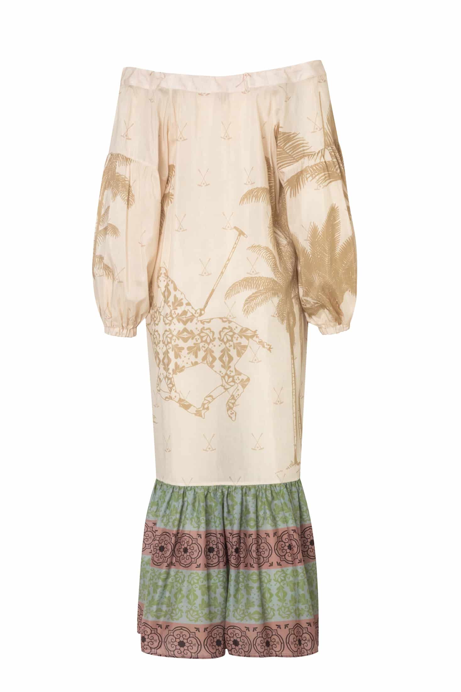 Chiapas Cotton-Silk Midi Dress / Ivory Palms - miniatura 4